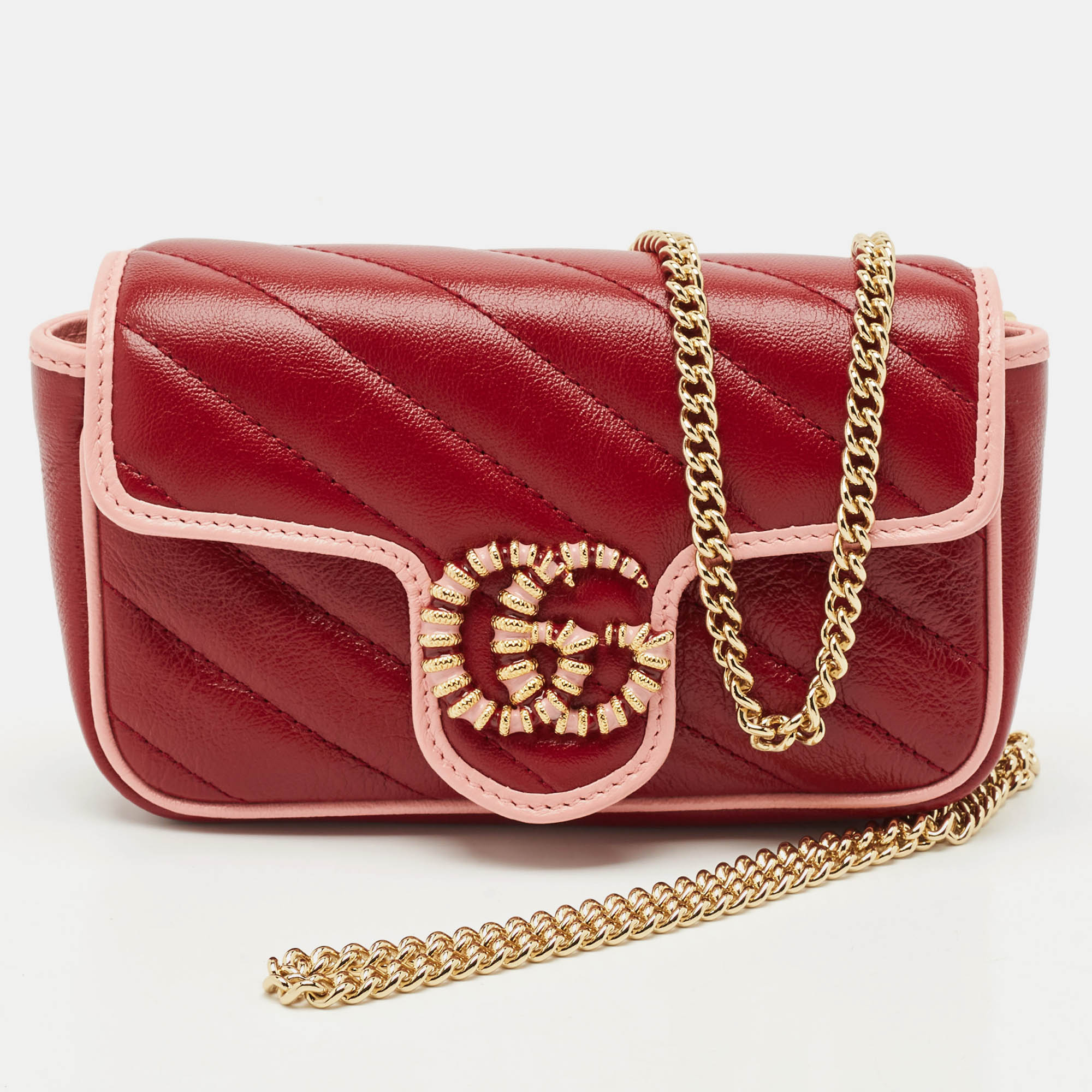 Gucci Red/Pink Matelassé Leather Super Mini GG Marmont Torchon Shoulder Bag
Gucci Red/Pink Matelassé Leather Super Mini GG Marmont Torchon Shoulder Bag