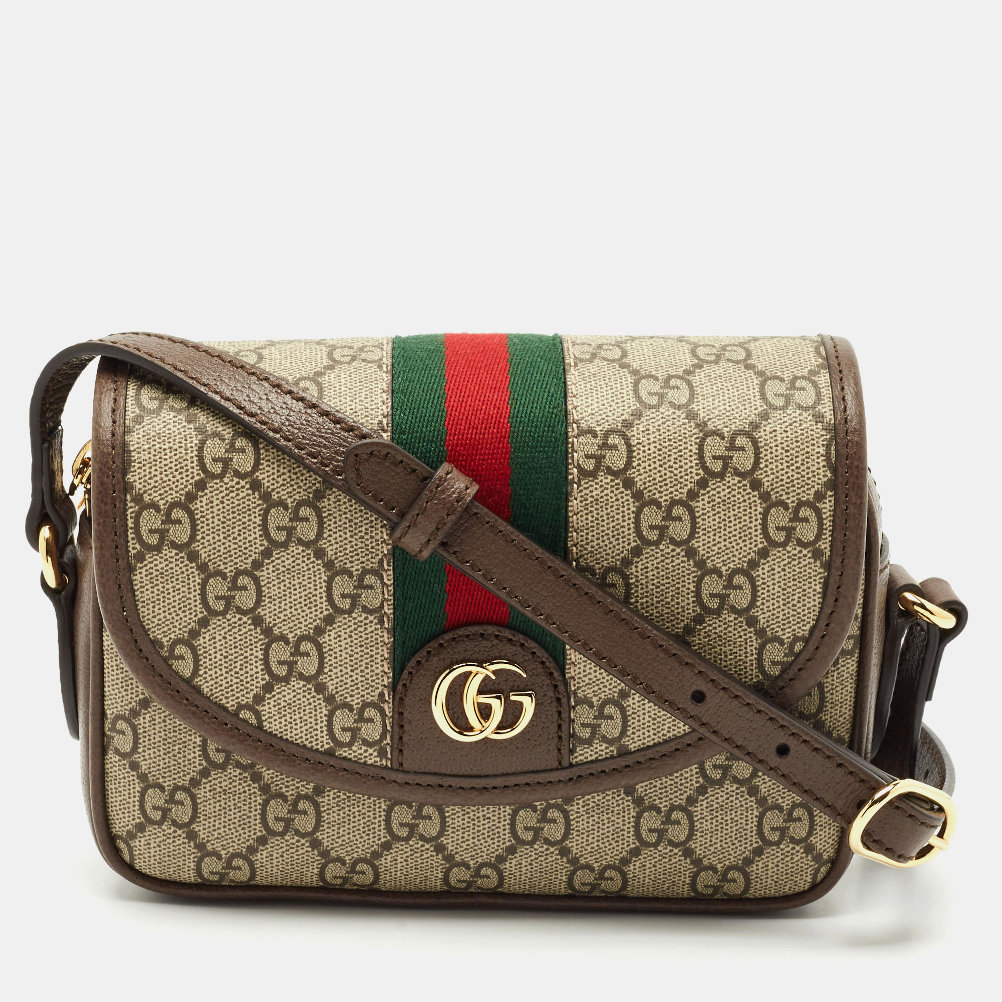 Gucci Brown/Beige GG Supreme Canvas and Leather Ophidia Flap Crossbody Bag
Gucci Brown/Beige GG Supreme Canvas and Leather Ophidia Flap Crossbody Bag