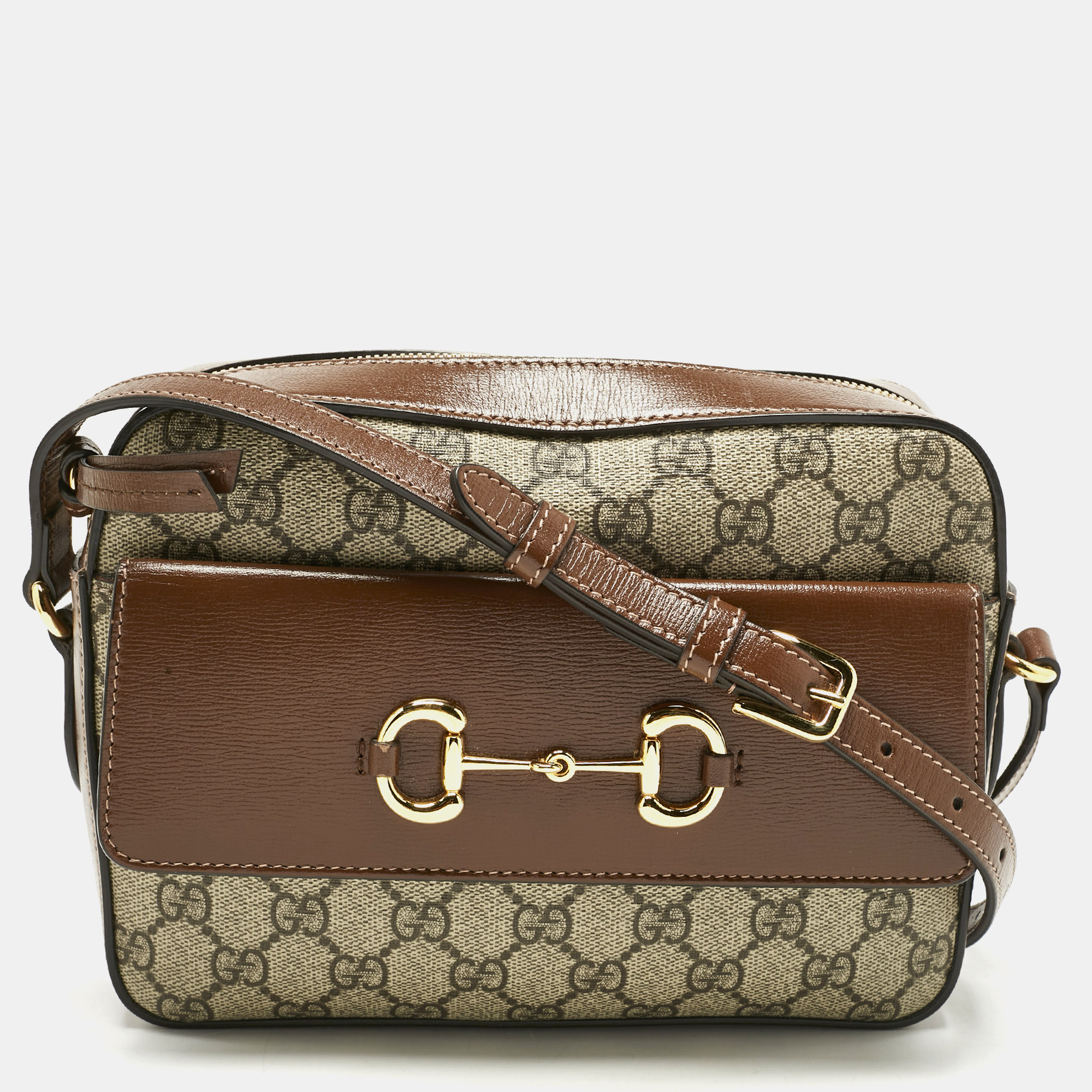 Gucci Beige/Brown GG Supreme Canvas and Leather Small Horsebit 1955 Camera Bag
Gucci Beige/Brown GG Supreme Canvas and Leather Small Horsebit 1955 Camera Bag