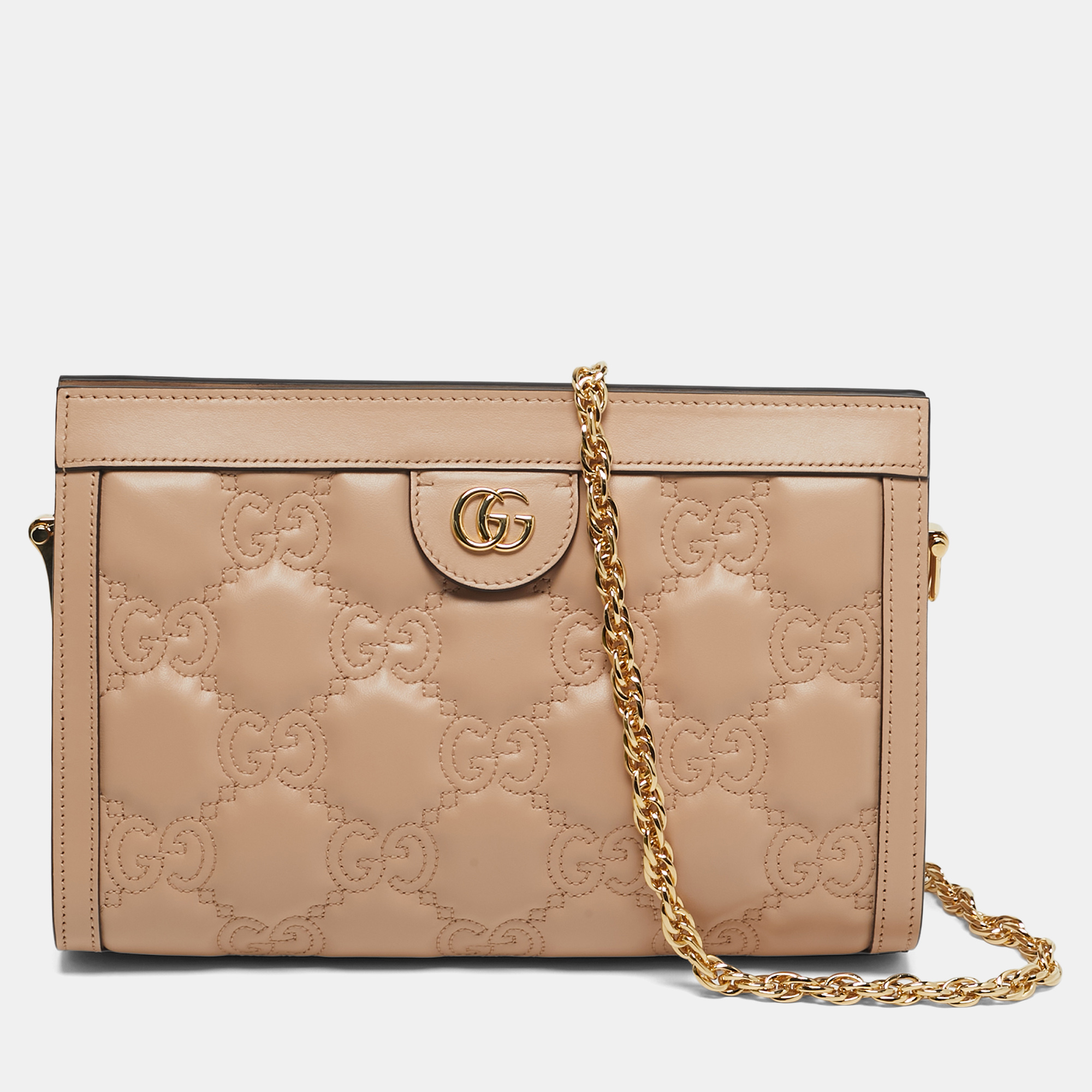 Gucci Small Beige GG Matelassé Leather Shoulder Bag
Gucci Small Beige GG Matelassé Leather Shoulder Bag