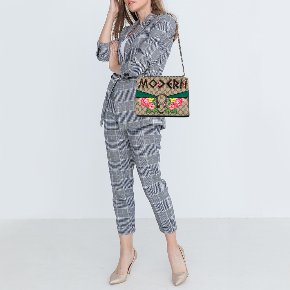 Gucci Beige GG Supreme Canvas and Suede Medium Modern Embroidered Dionysus Shoulder Bag
Gucci Beige GG Supreme Canvas and Suede Medium Modern Embroidered Dionysus Shoulder Bag