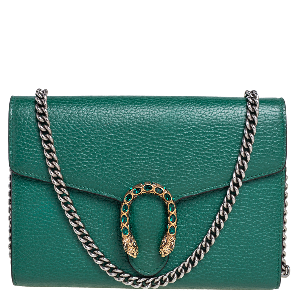 Gucci Green Leather Dionysus Wallet On Chain