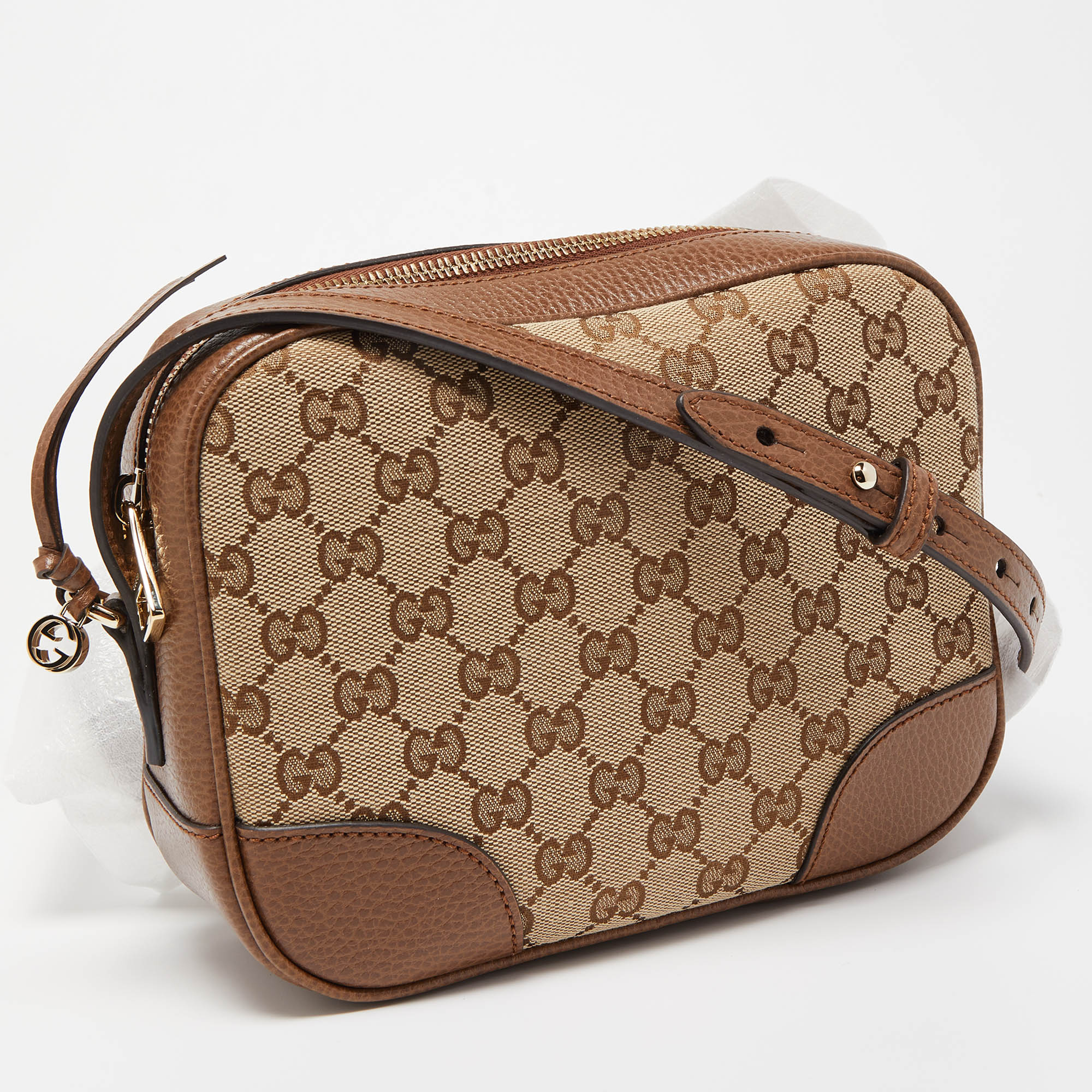 Gucci Brown/Beige GG Canvas And Leather Bree Crossbody Bag