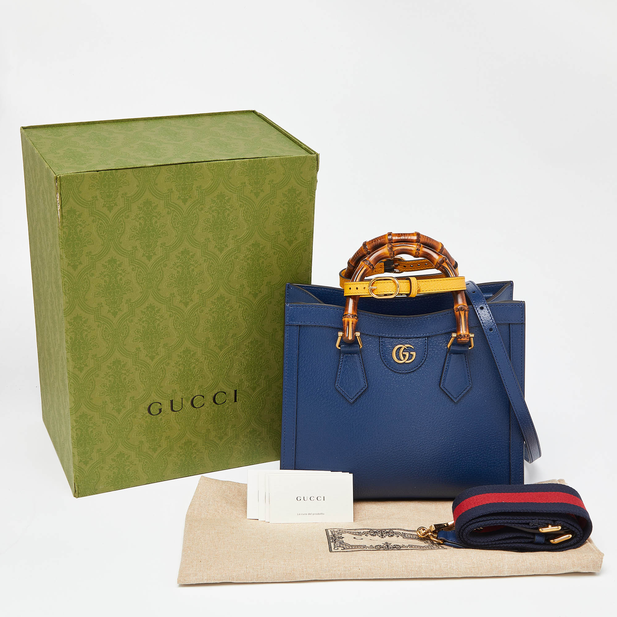 Gucci Navy Blue Leather Small Diana Tote