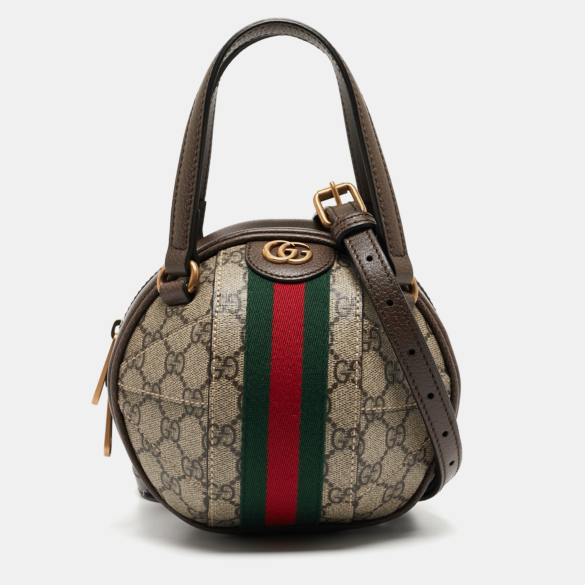 Gucci Beige/Ebony GG Supreme Canvas Mini Ophidia Basketball Bag