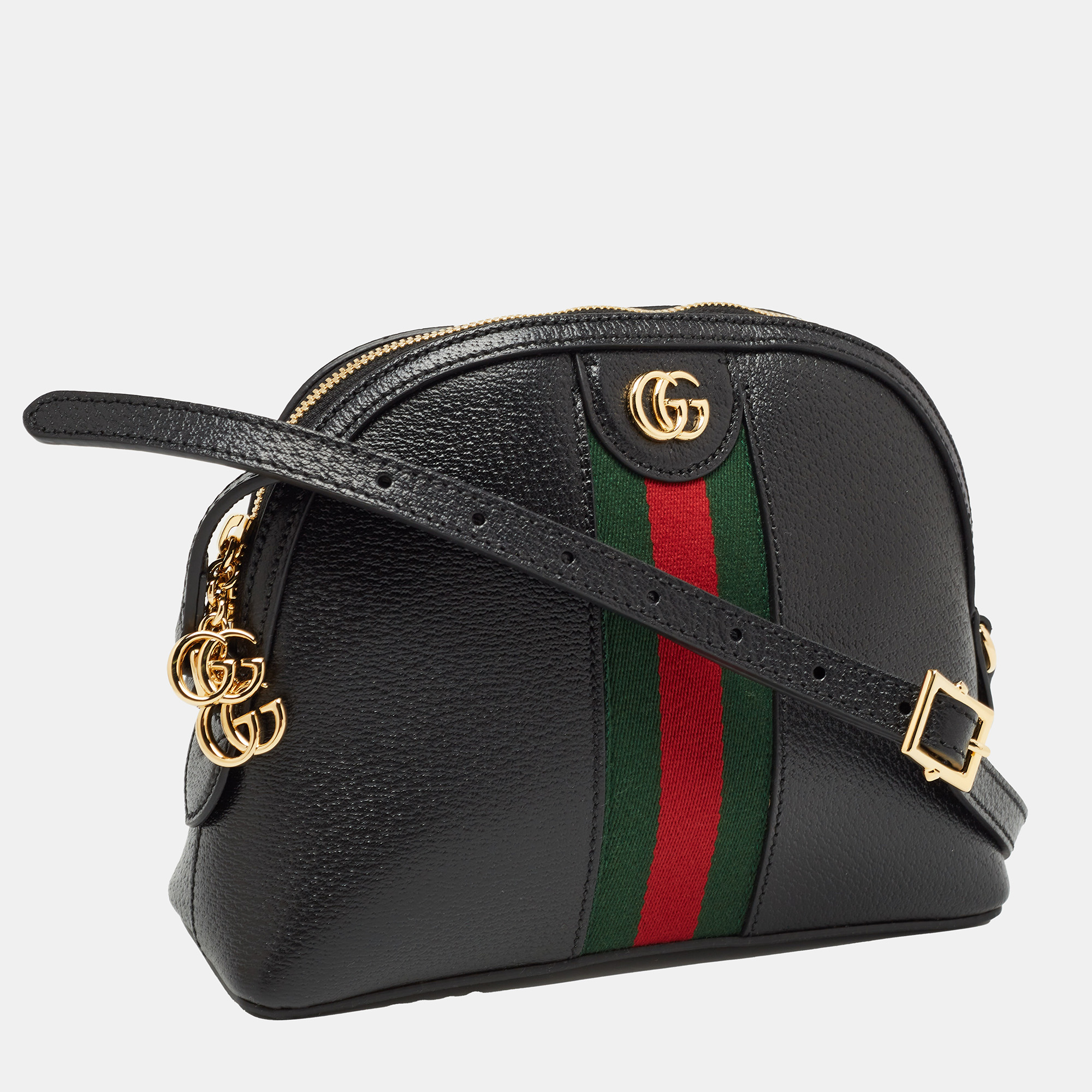Gucci Black Leather Small Web Ophidia GG Shoulder Bag