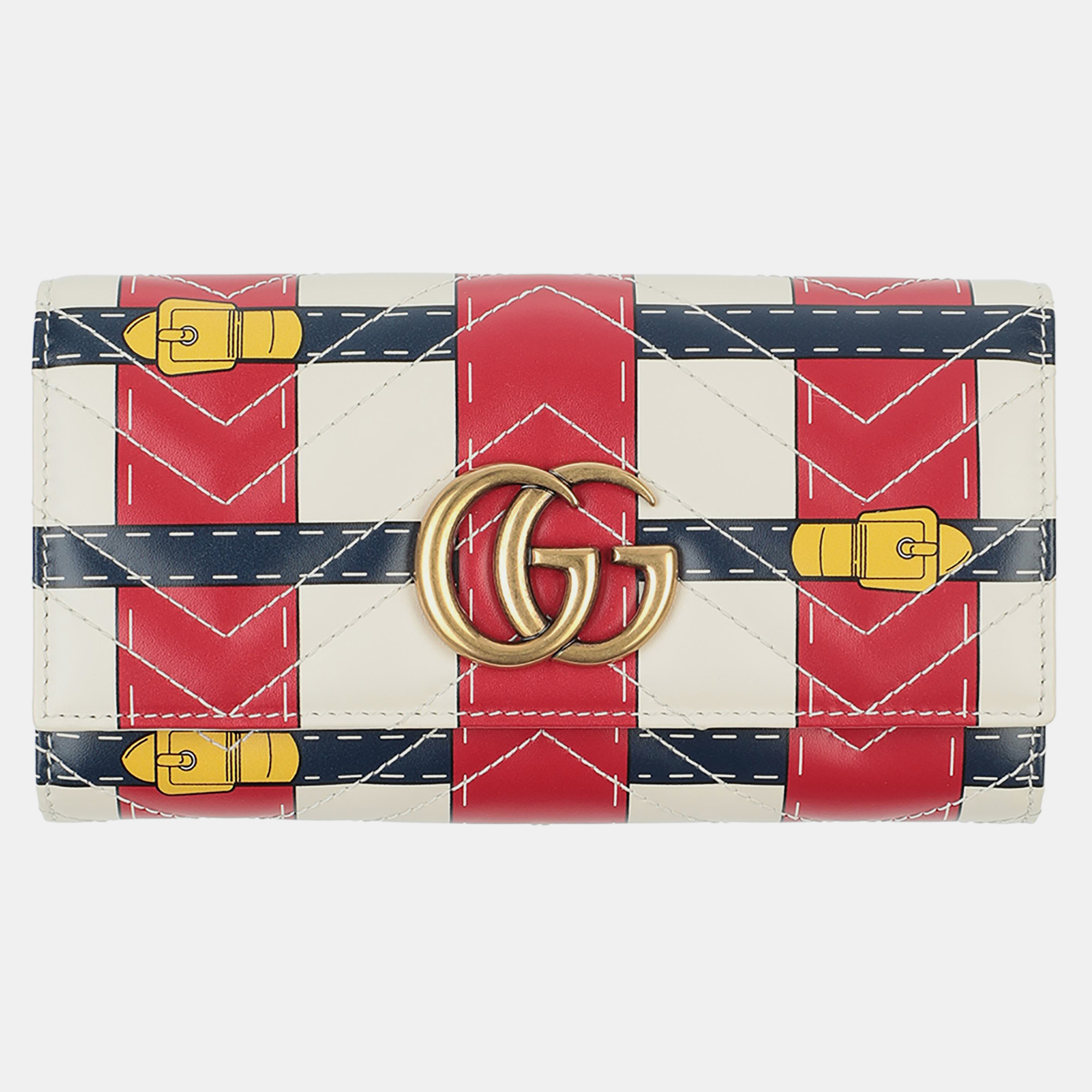 Gucci multicolor pattern leather gg marmont wallet