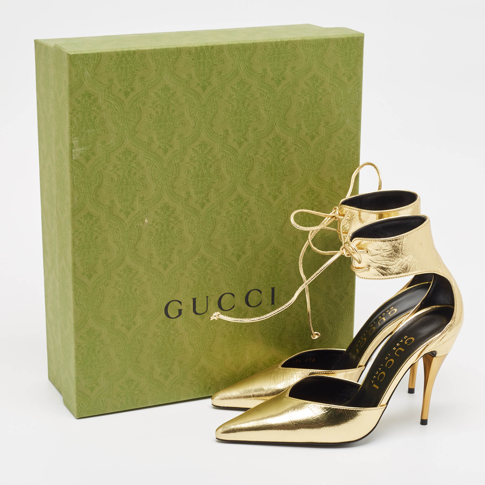 Gucci Metallic Gold Leather Priscilla Pumps Size 38.5