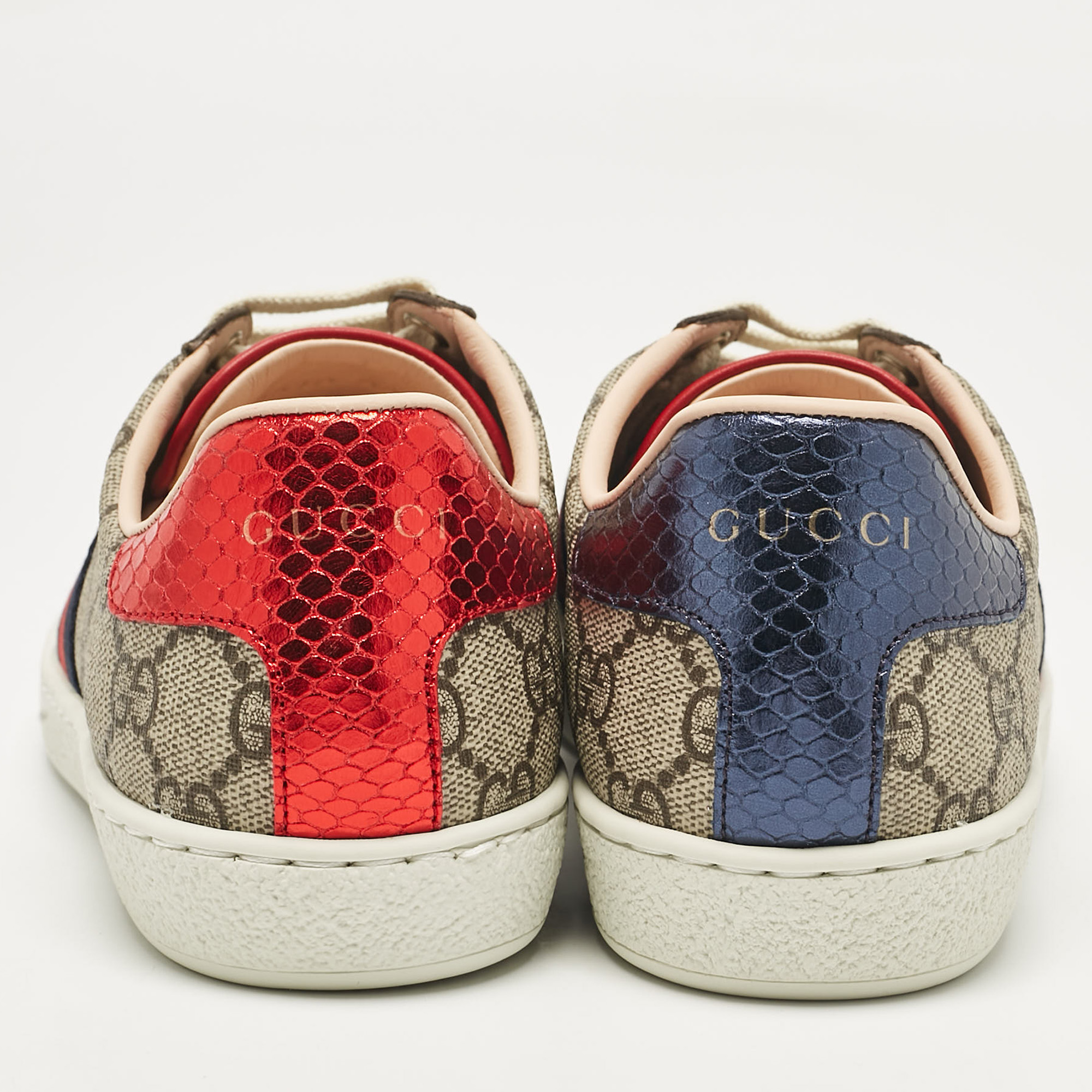 Gucci Beige/Brown GG Supreme Canvas Ace Sneakers Size 36.5