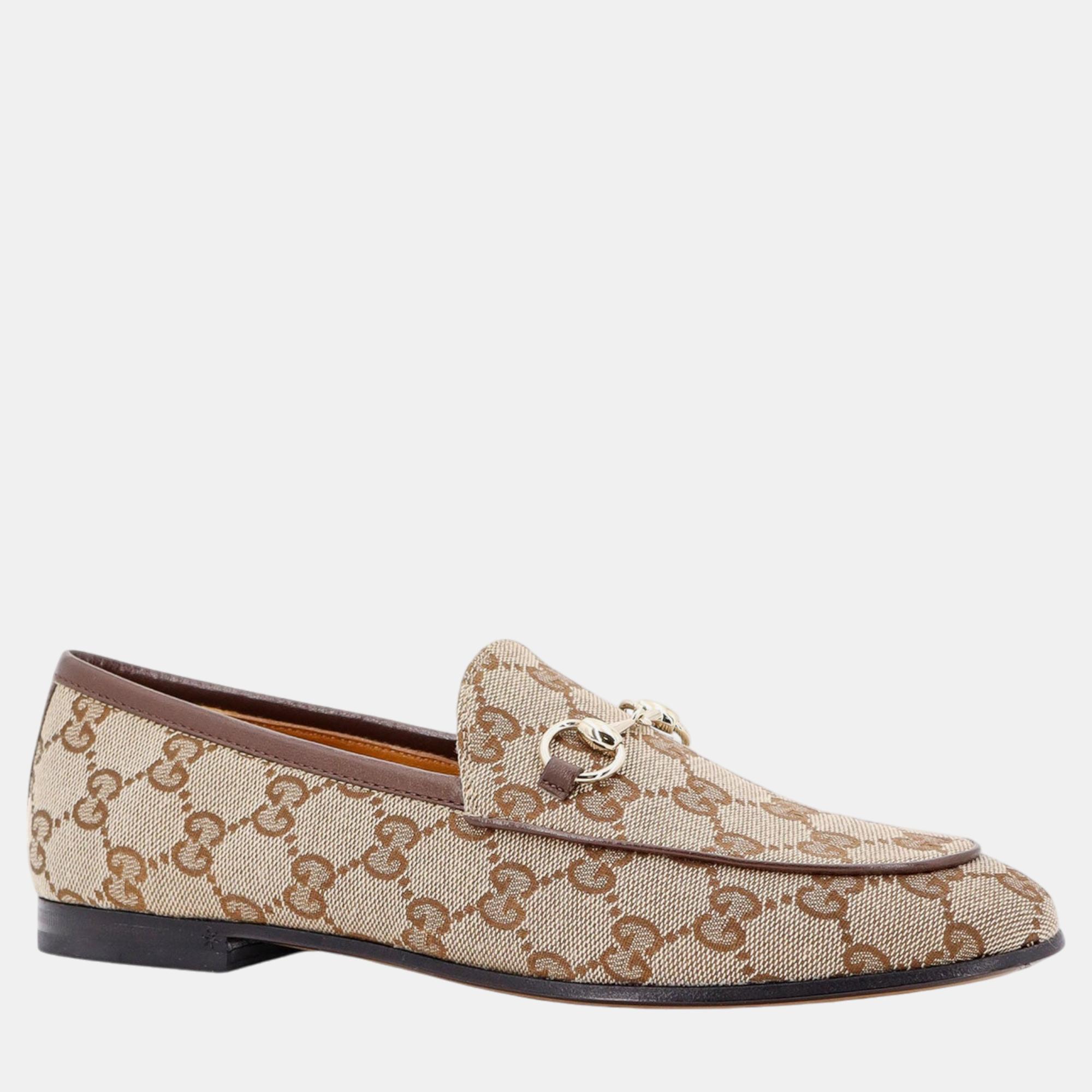 Gucci Beige GG Jordaan Loafers EU 36