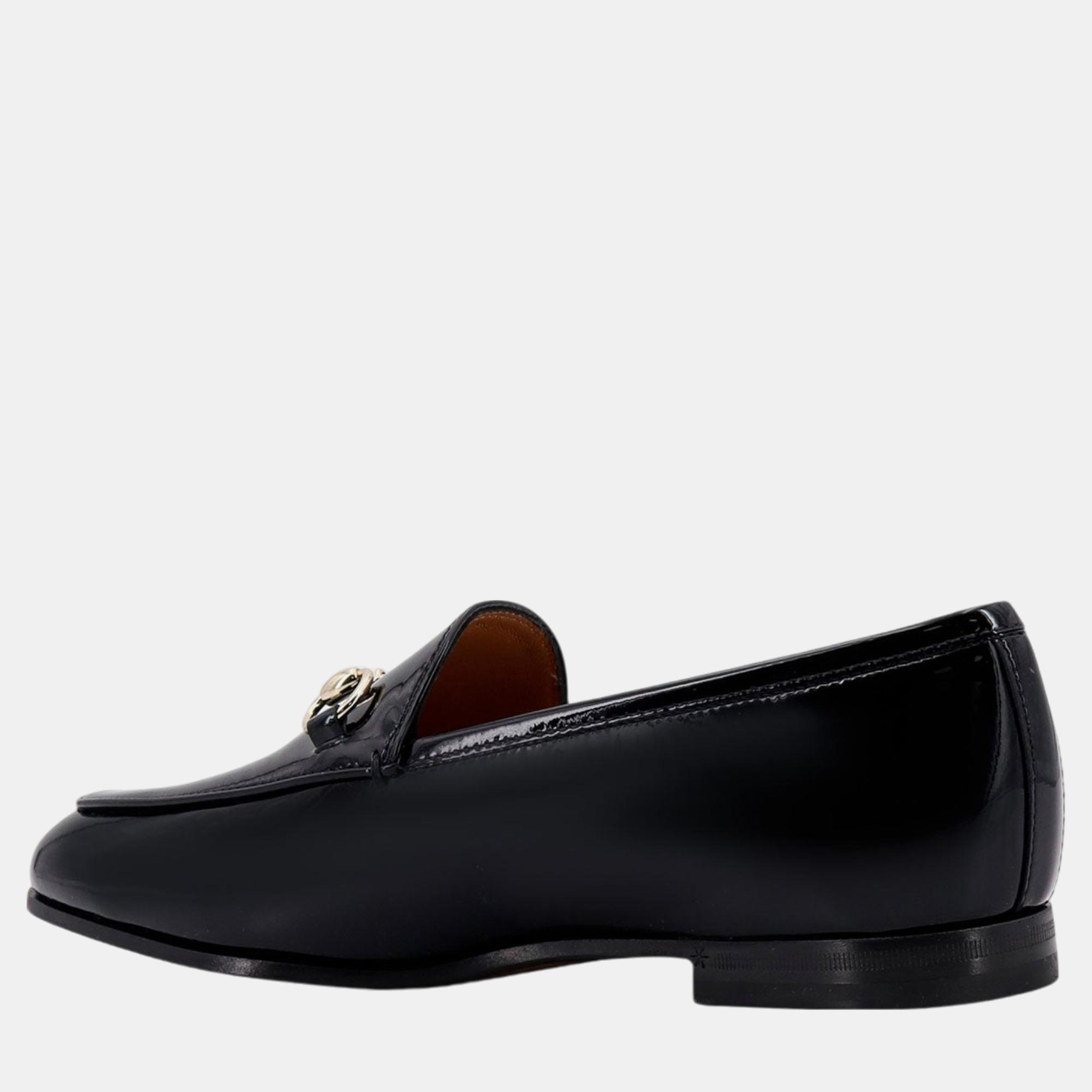 Gucci Black Patent Leather Jordaan Loafers EU 36