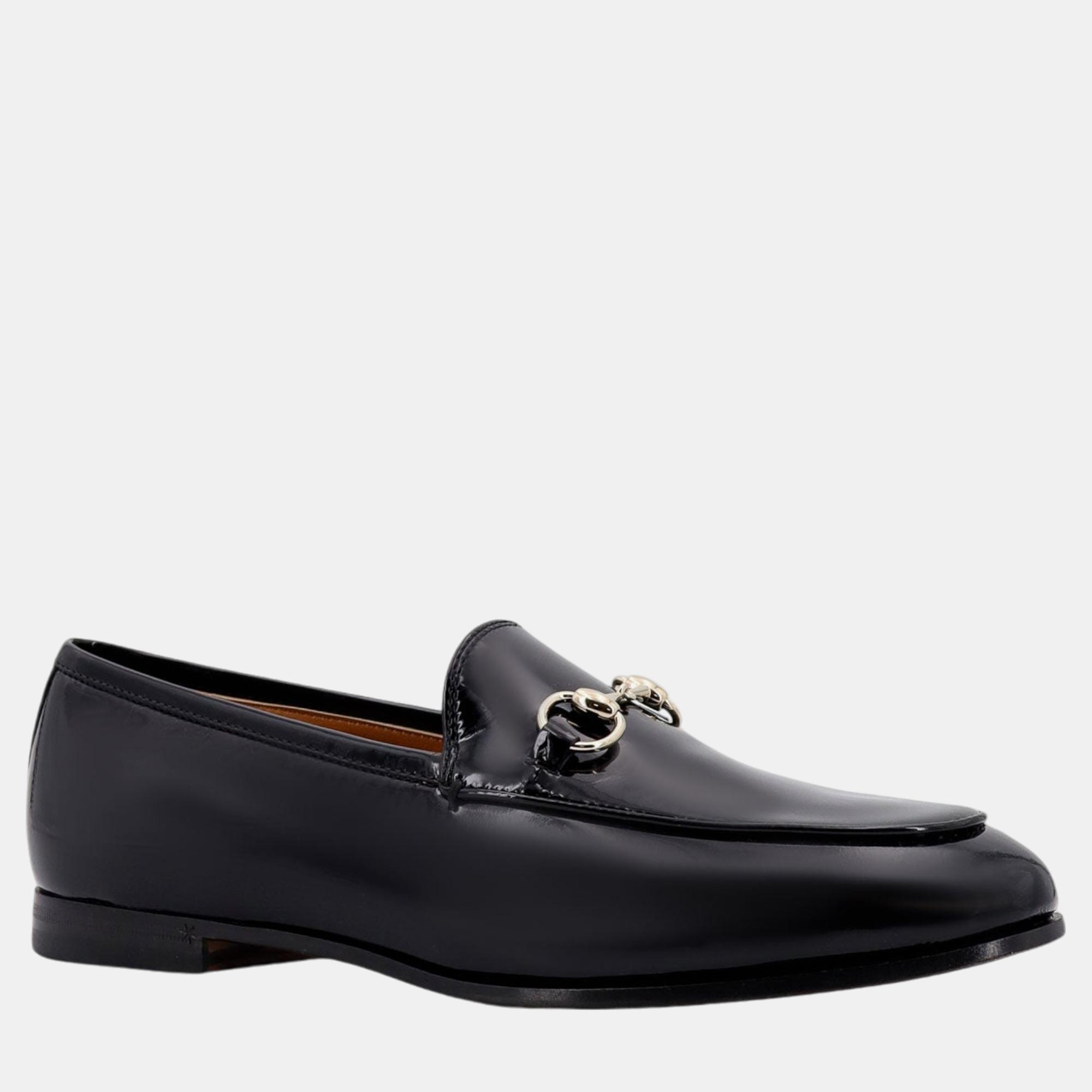 Gucci Black Patent Leather Jordaan Loafers EU 36