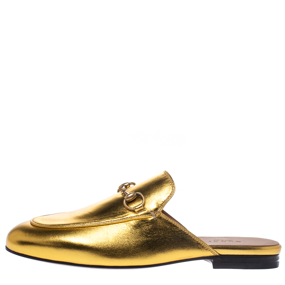 gucci princetown gold mules