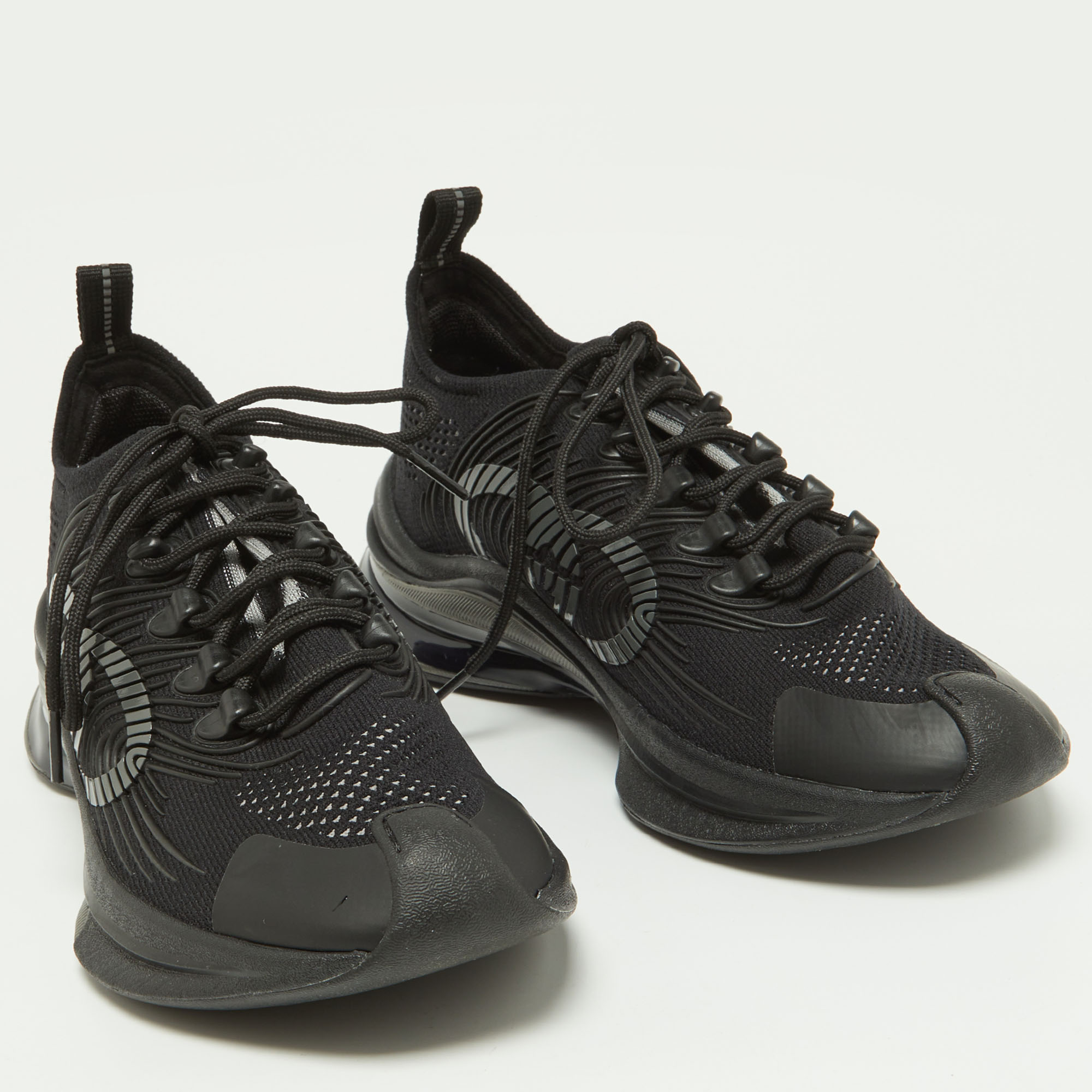 Gucci Black Knit Fabric Run Sneakers Size 39.5