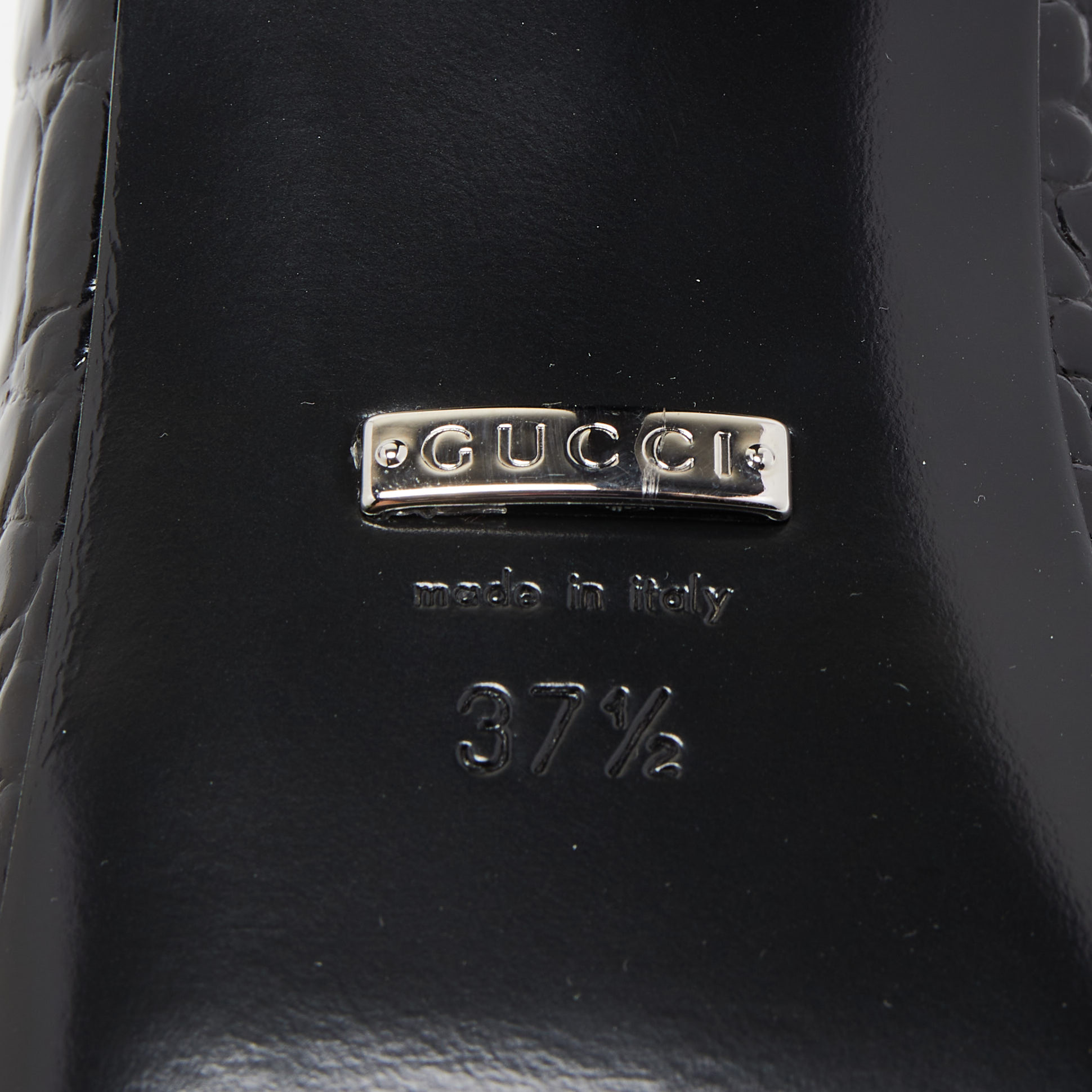 Gucci Black Croc Leather Open Toe Slide Mules Size 37.5