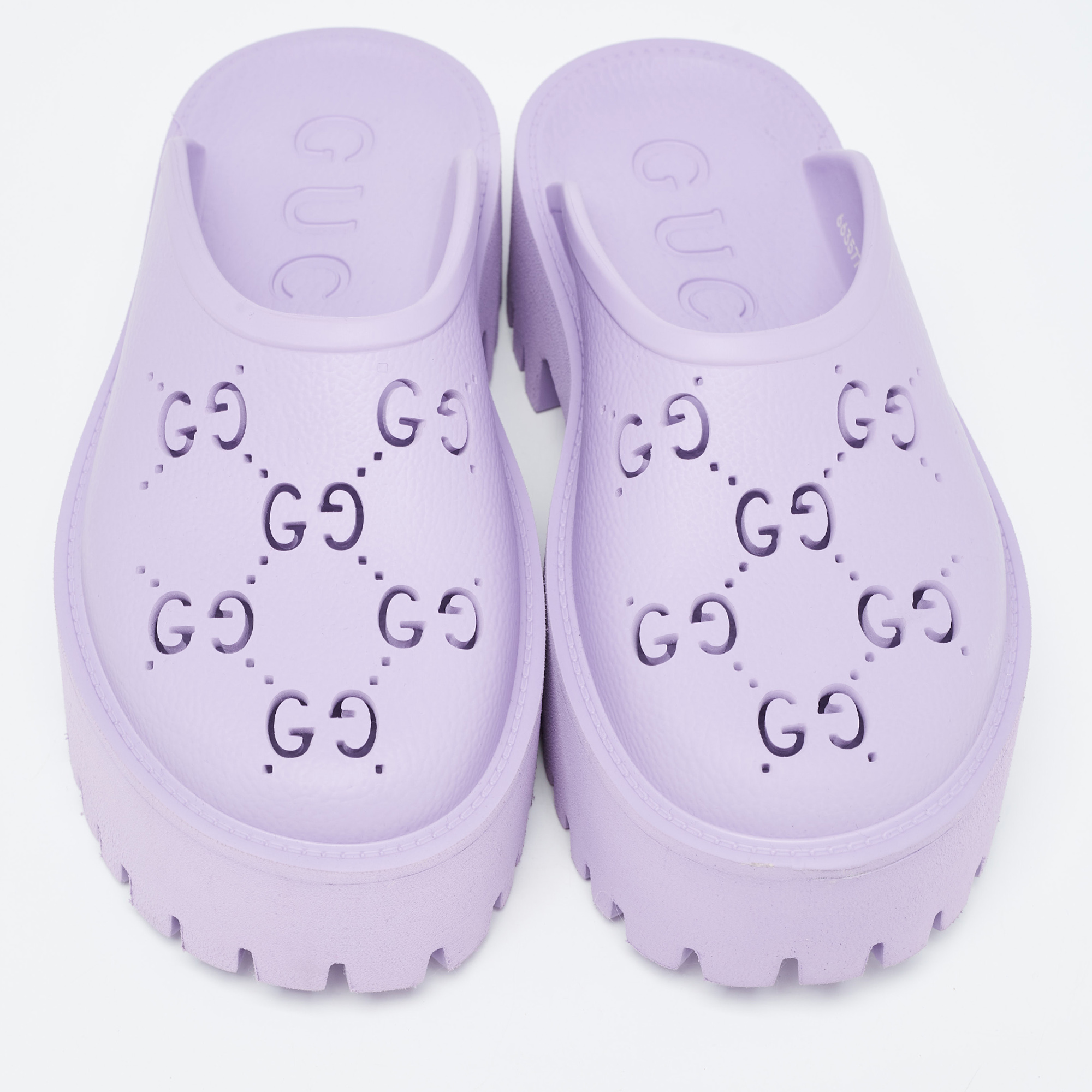 Gucci Purple Rubber GG Perforated Clogs Size 39