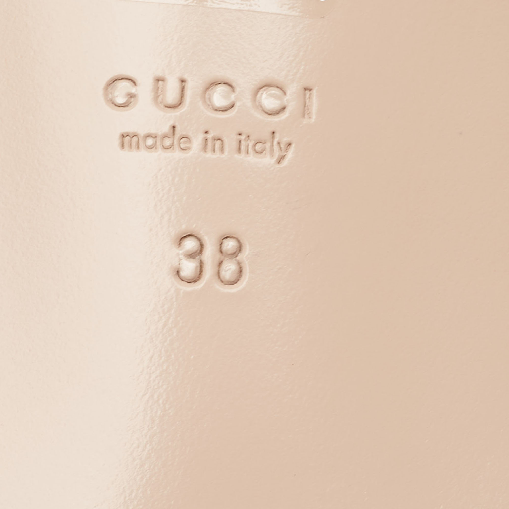 Gucci Beige/Black Python Embossed Leather Interlocking G Logo Flat Slides Size 38
