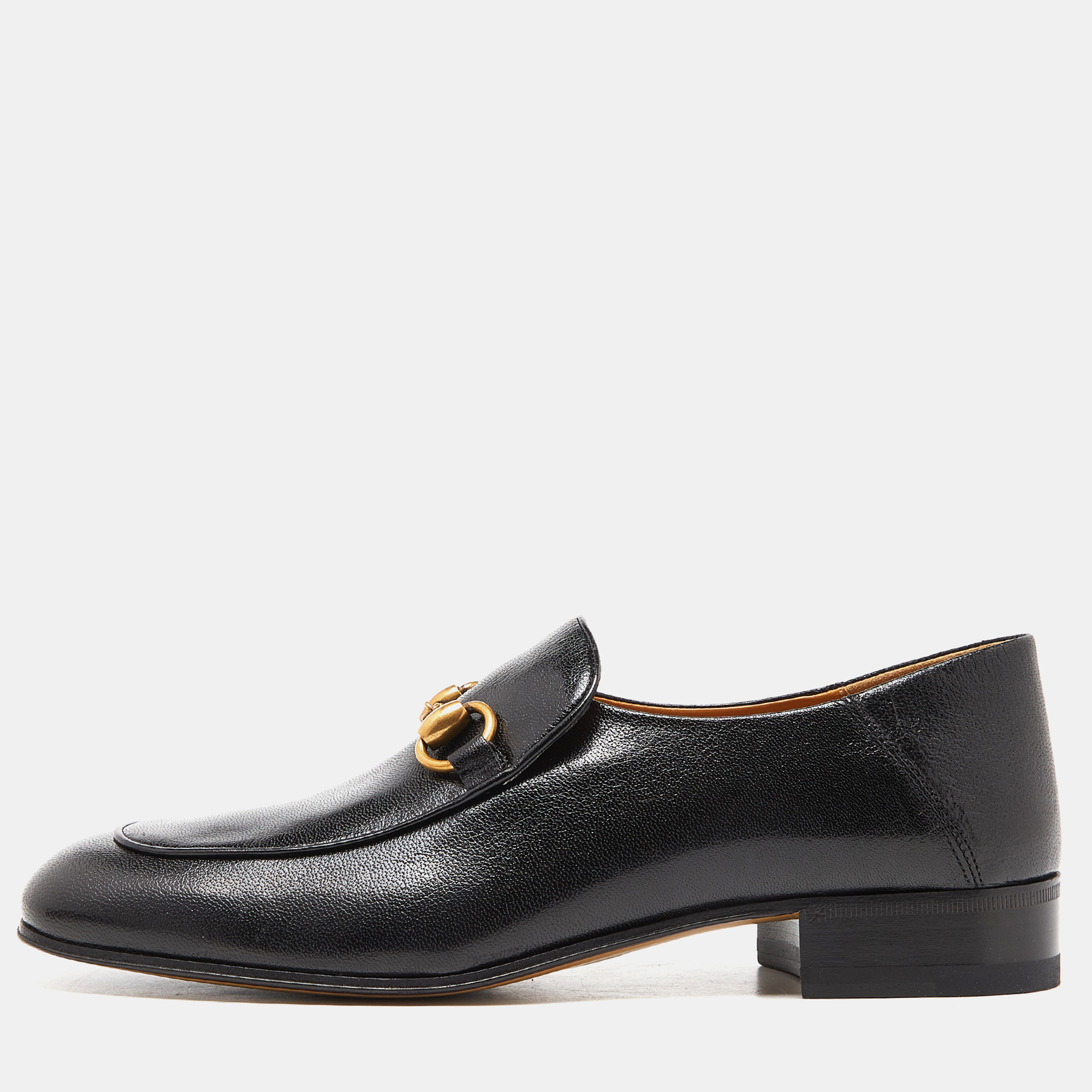 Gucci Black Leather Horsebit Loafers Size 38.5