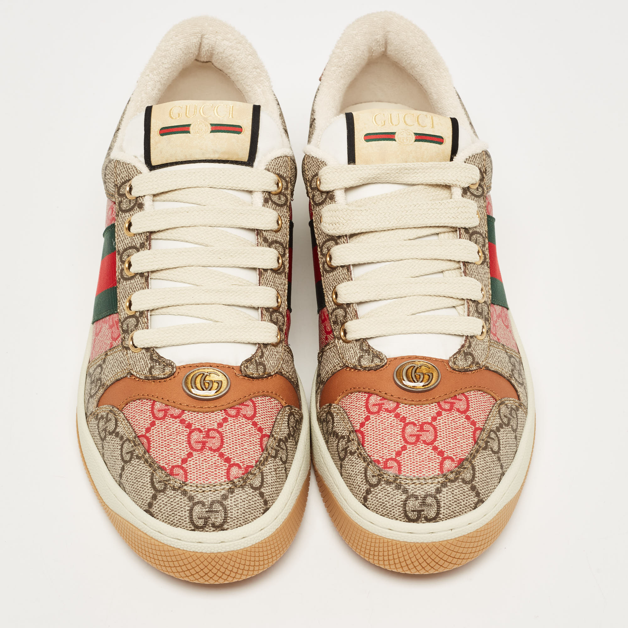 Gucci Multicolor GG Supreme Canvas Screener Sneakers Size 39