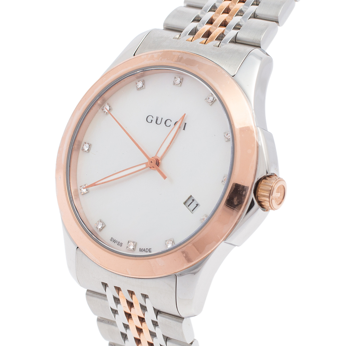 Gucci Mother of Pearl Two Tone Stainless Steel YA126514 Women's Wristwatch, Multicolor
Gucci Mother of Pearl Two Tone Stainless Steel YA126514 Women's Wristwatch, Multicolor