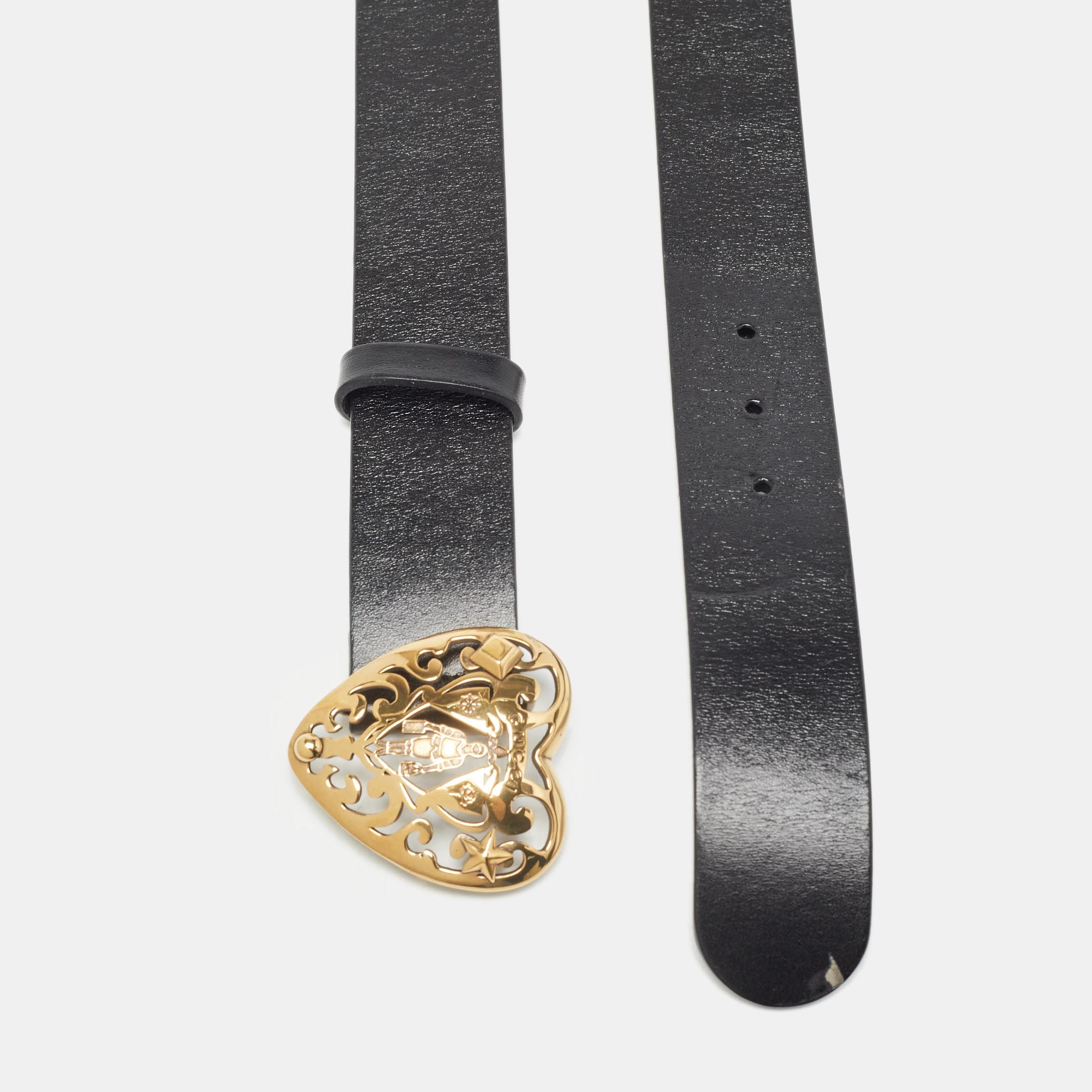 Gucci Black Leather Hysteria Buckle Belt 90CM