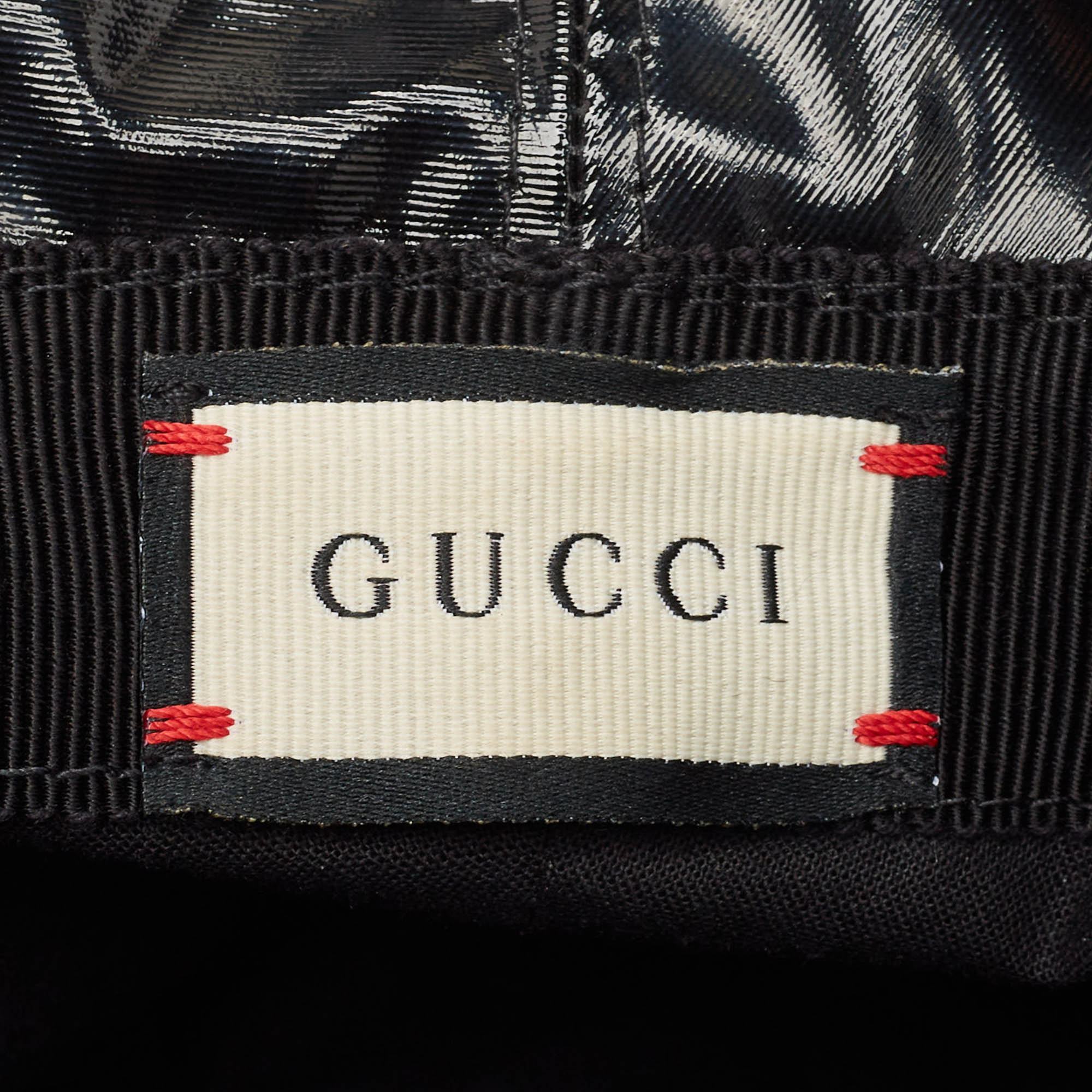 Gucci Black Logo Print Coated Cotton Bucket Hat M