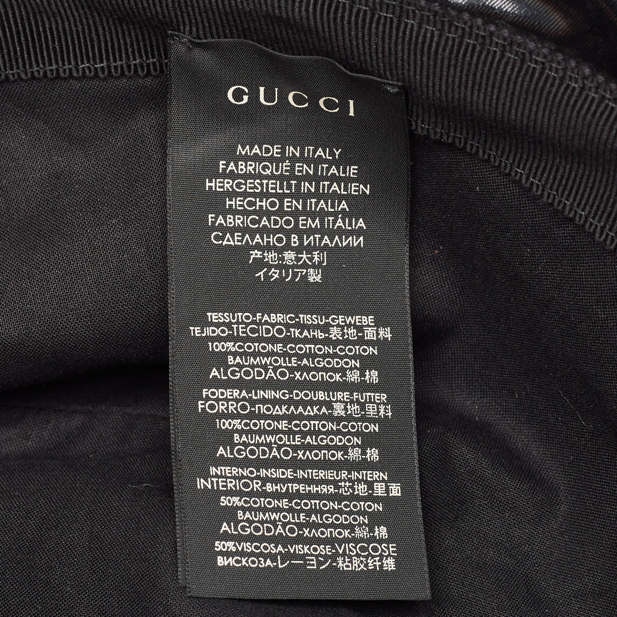 Gucci Black Logo Print Coated Cotton Bucket Hat M