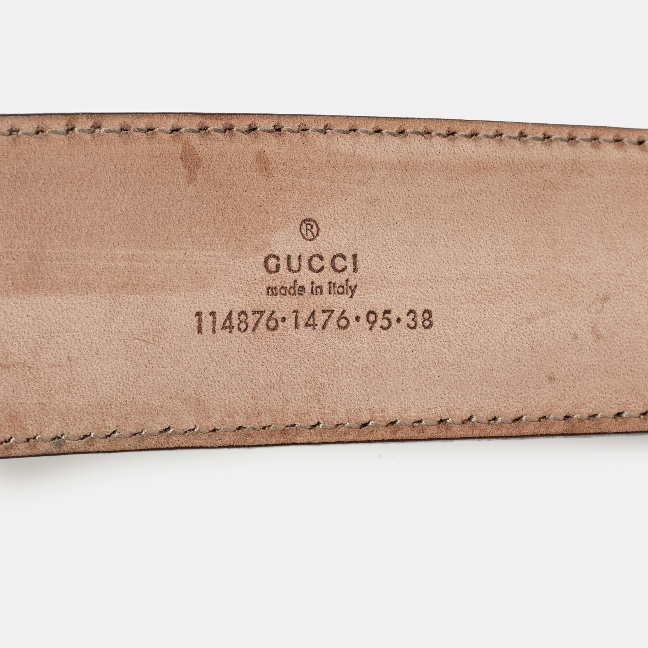 Gucci Gold Guccissima Leather Interlocking G Buckle Belt 95 CM