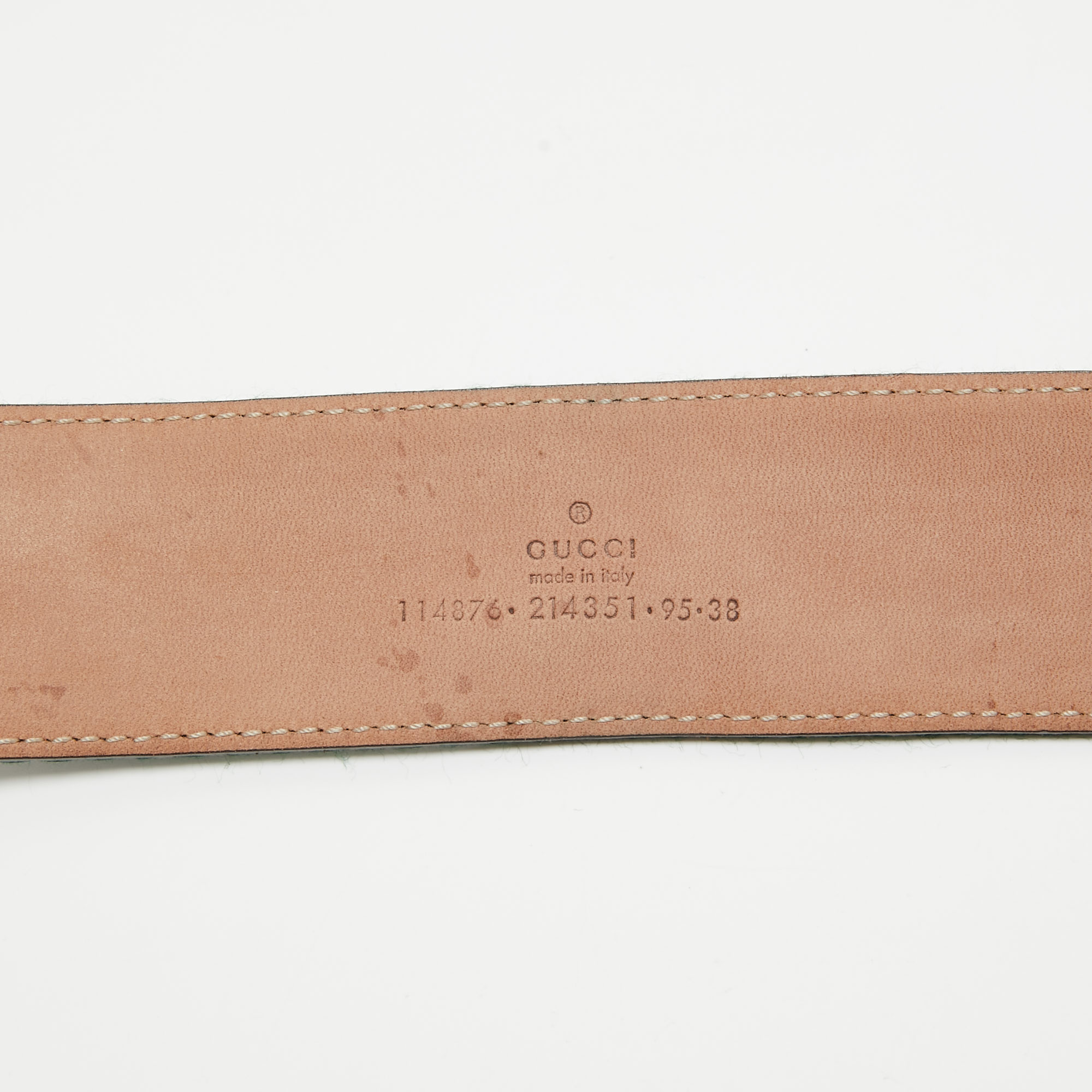 Gucci Tan Leather And Web Canvas Interlocking G Buckle Belt 95 CM