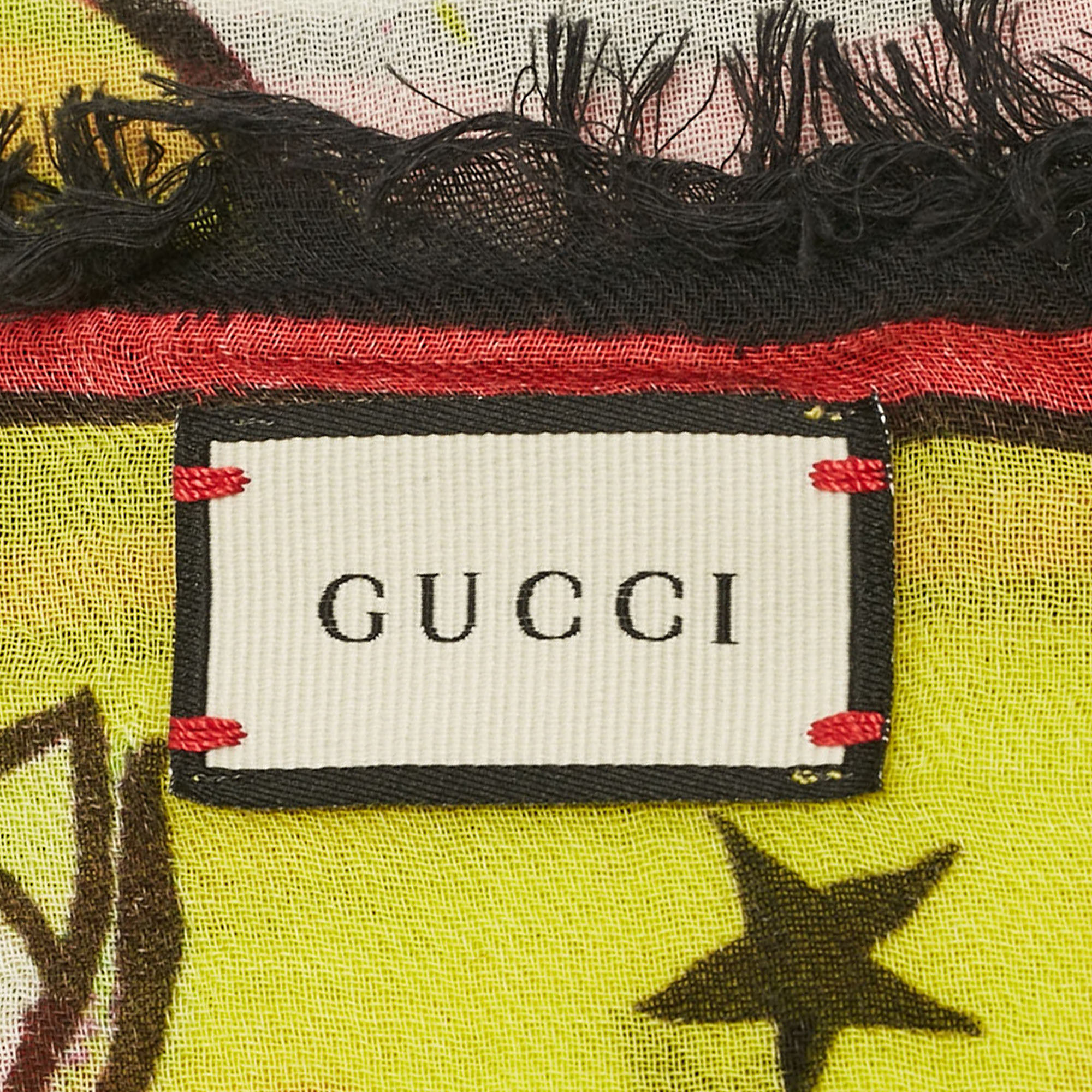 Gucci Yellow Magician Print Cotton Square Scarf