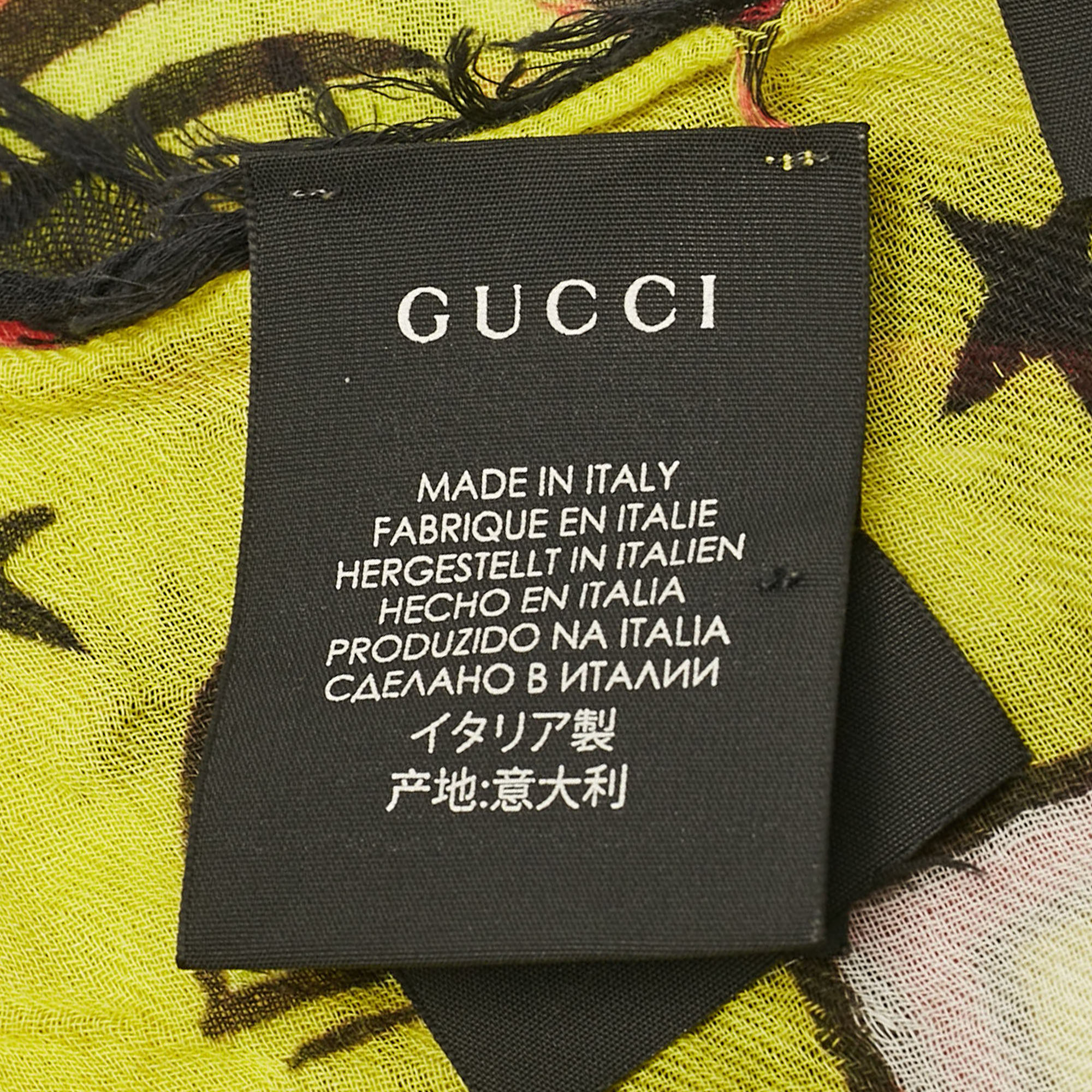 Gucci Yellow Magician Print Cotton Square Scarf