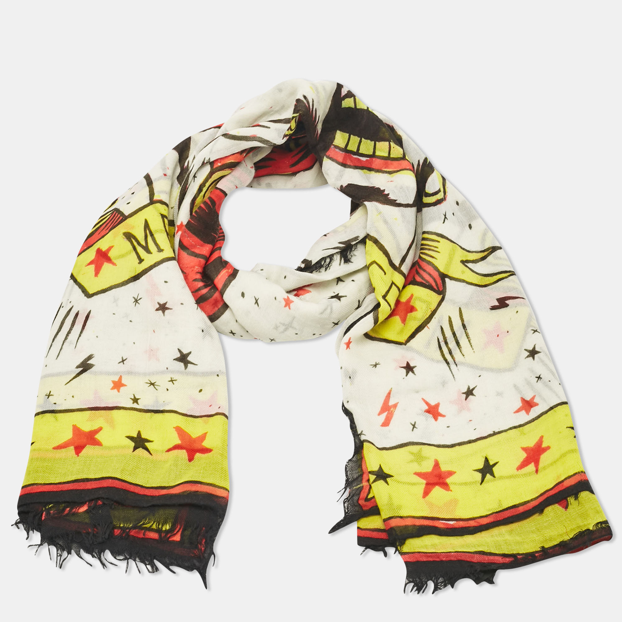 Gucci Yellow Magician Print Cotton Square Scarf