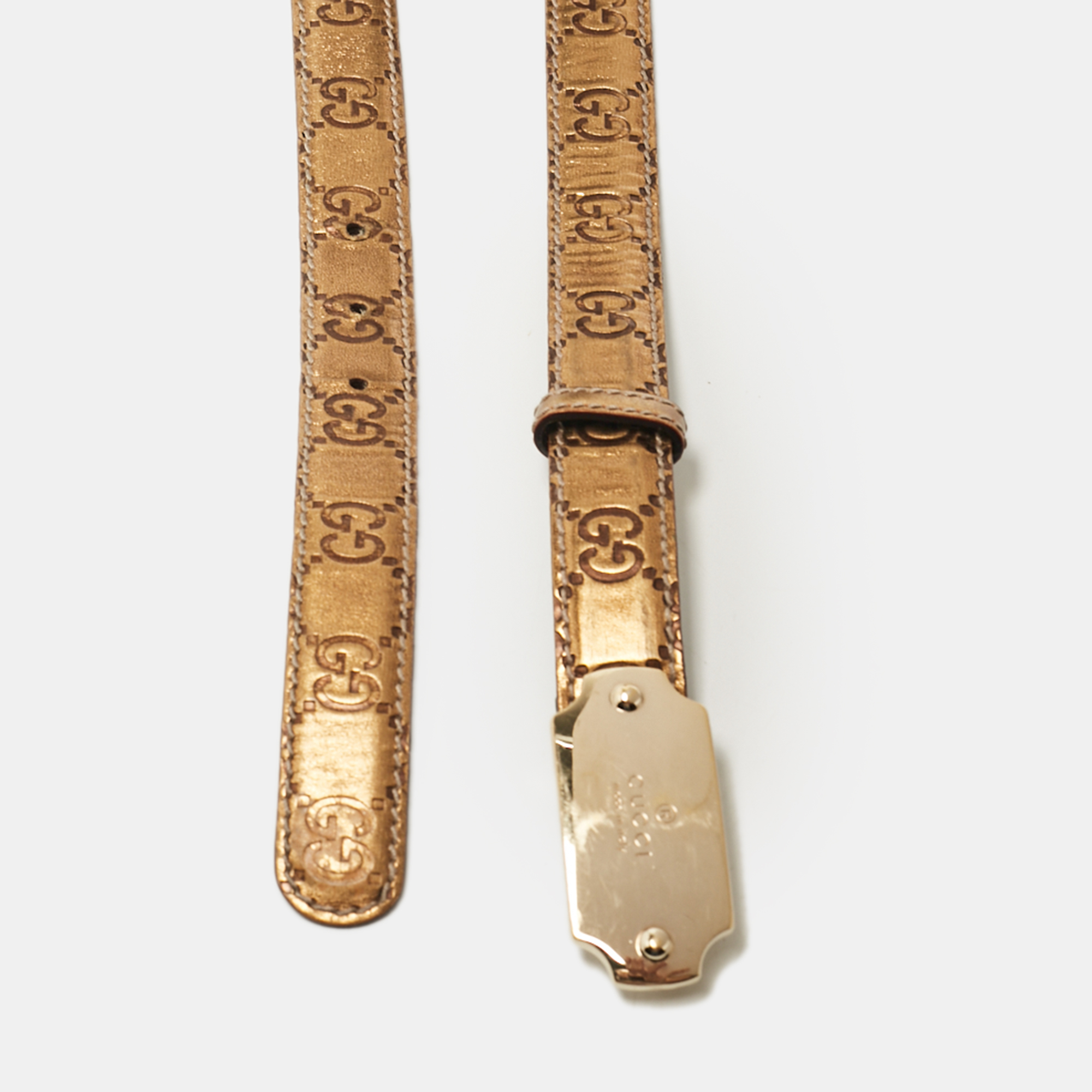 Gucci Bronze Guccissima Leather Slim Belt 90 CM