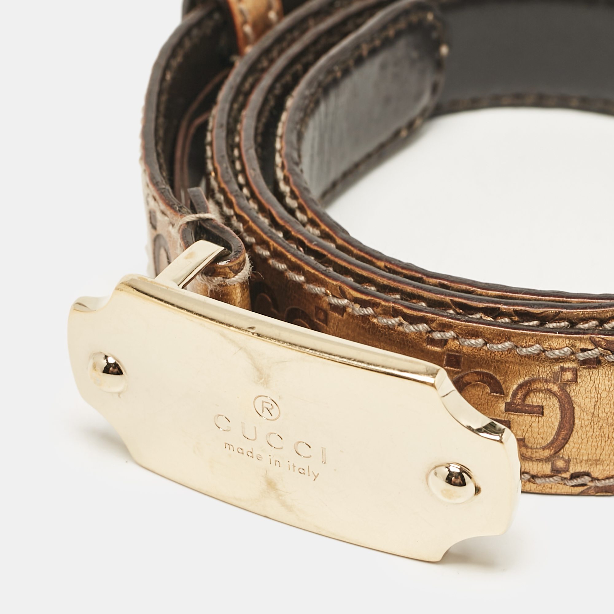 Gucci Bronze Guccissima Leather Slim Belt 90 CM