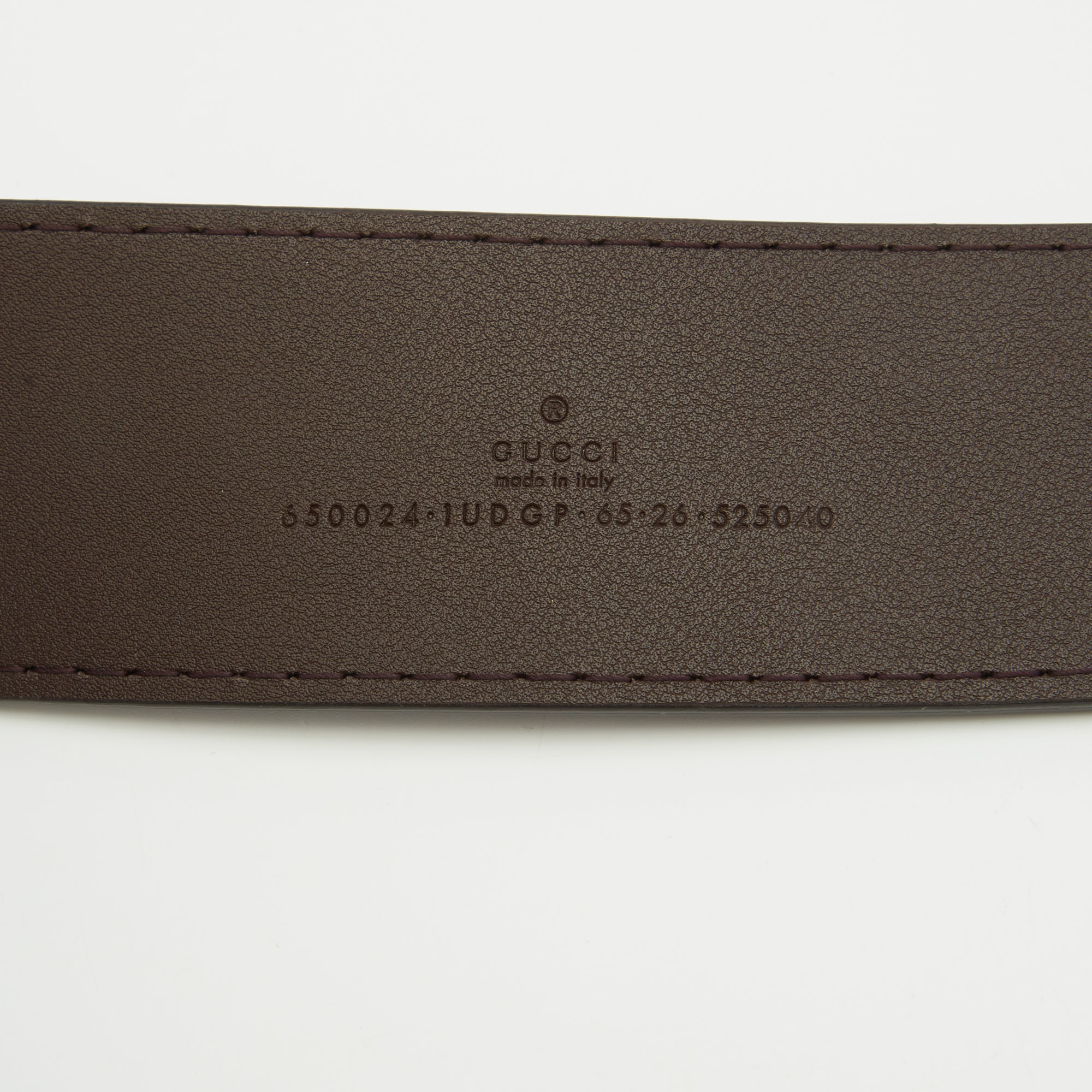 Gucci Dark Brown Leather Embellished Buckle Belt 65CM