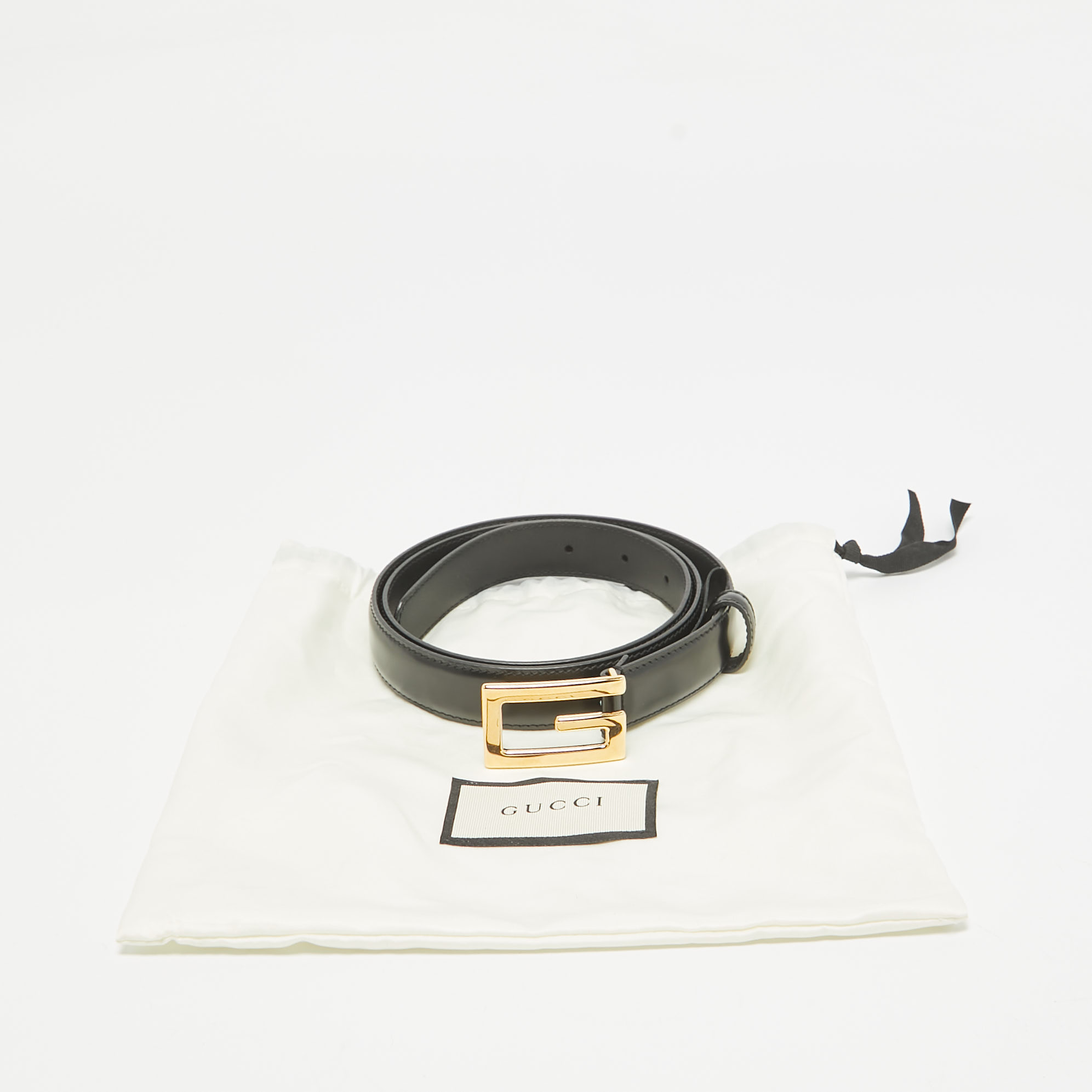 Gucci Black Leather G Buckle Belt 90CM