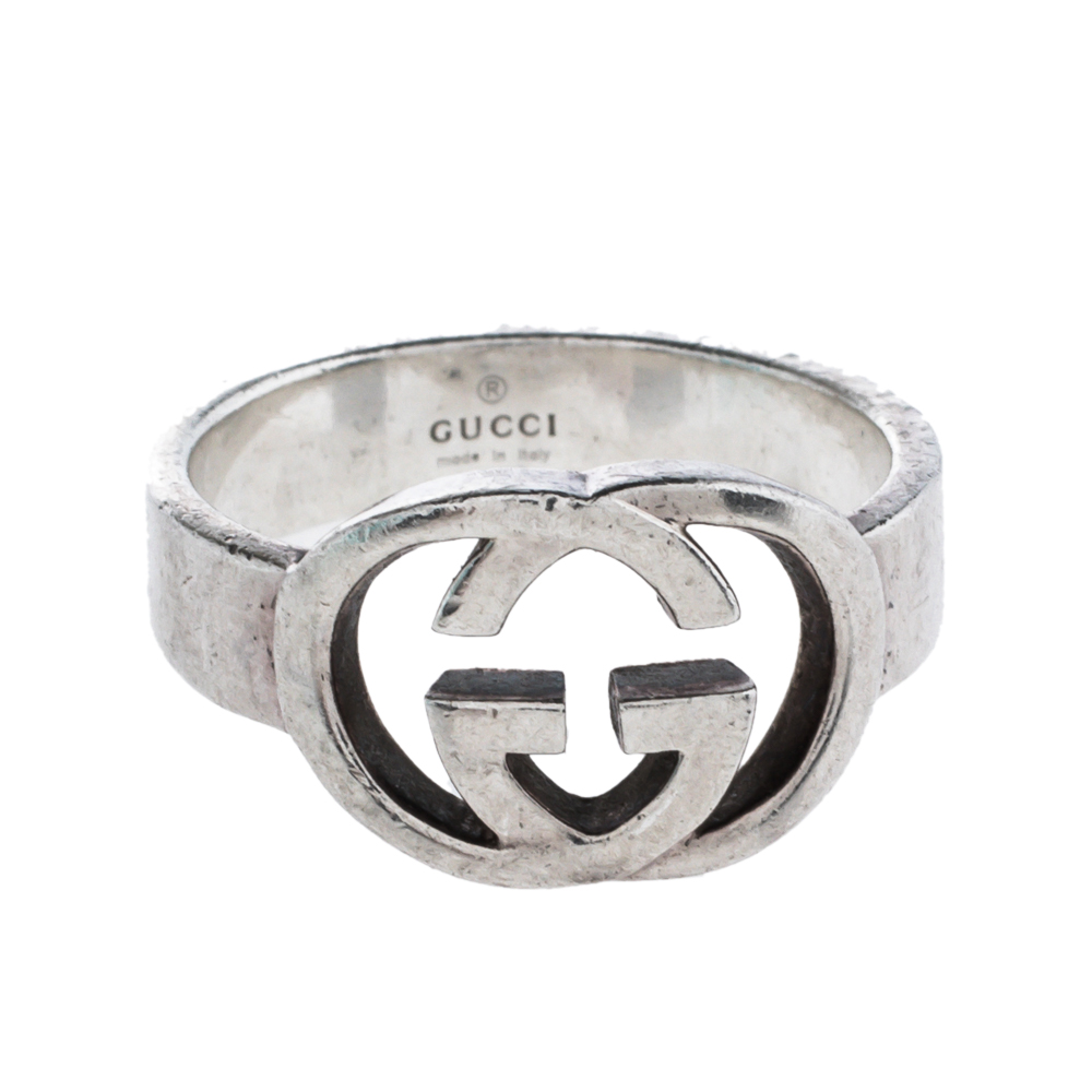 

Gucci Sterling Silver Interlocking GG Ring Size EU 55