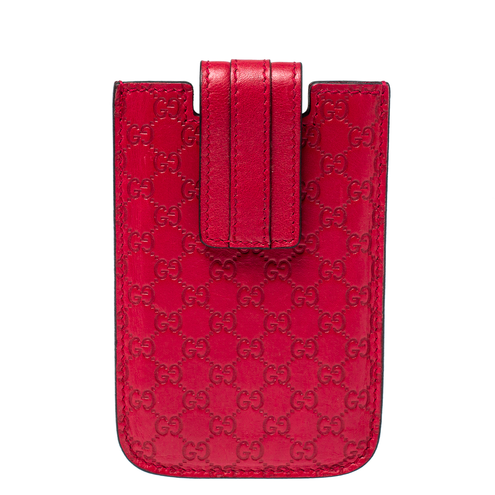 Gucci Red Leather Microguccissima iPhone 3&4 Case female