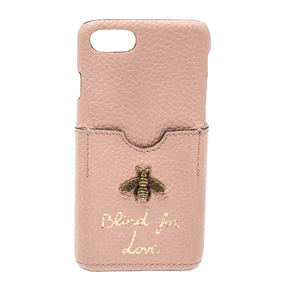 Gucci Pink Leather Blind For Love iPhone 7 Case