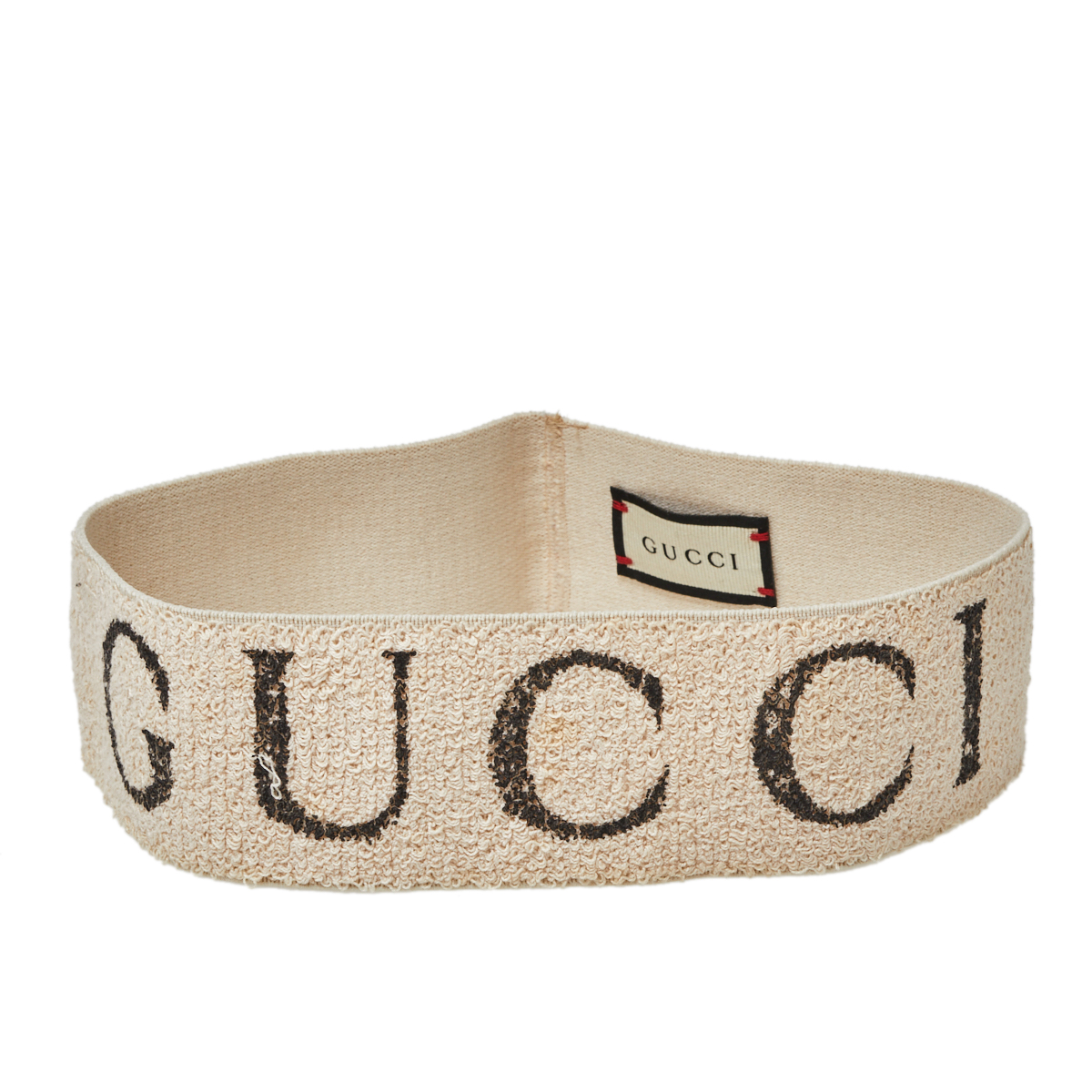Gucci Beige Logo Printed Cotton Elastic Head Band