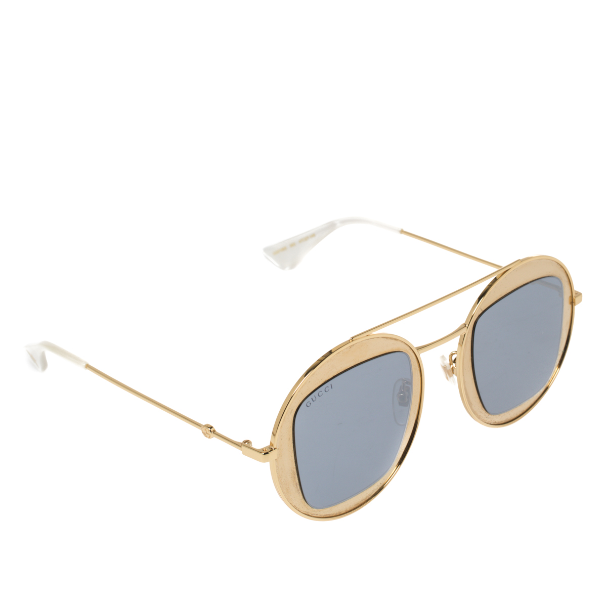 Gucci Gold/Blue GG0105S Gradient Round Sunglasses