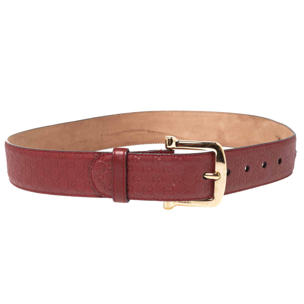 Gucci Red Microguccissima Leather Buckle Belt 80CM