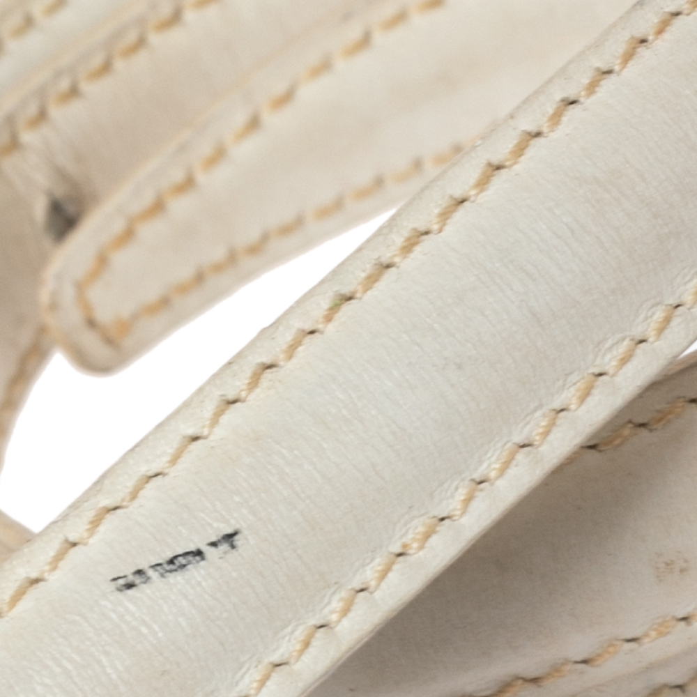 Gucci White Leather Logo Plague Slim Belt 85CM