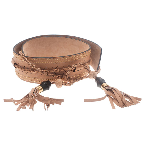Фото #1: Gucci Beige Leather Tassel Waist Belt 80CM