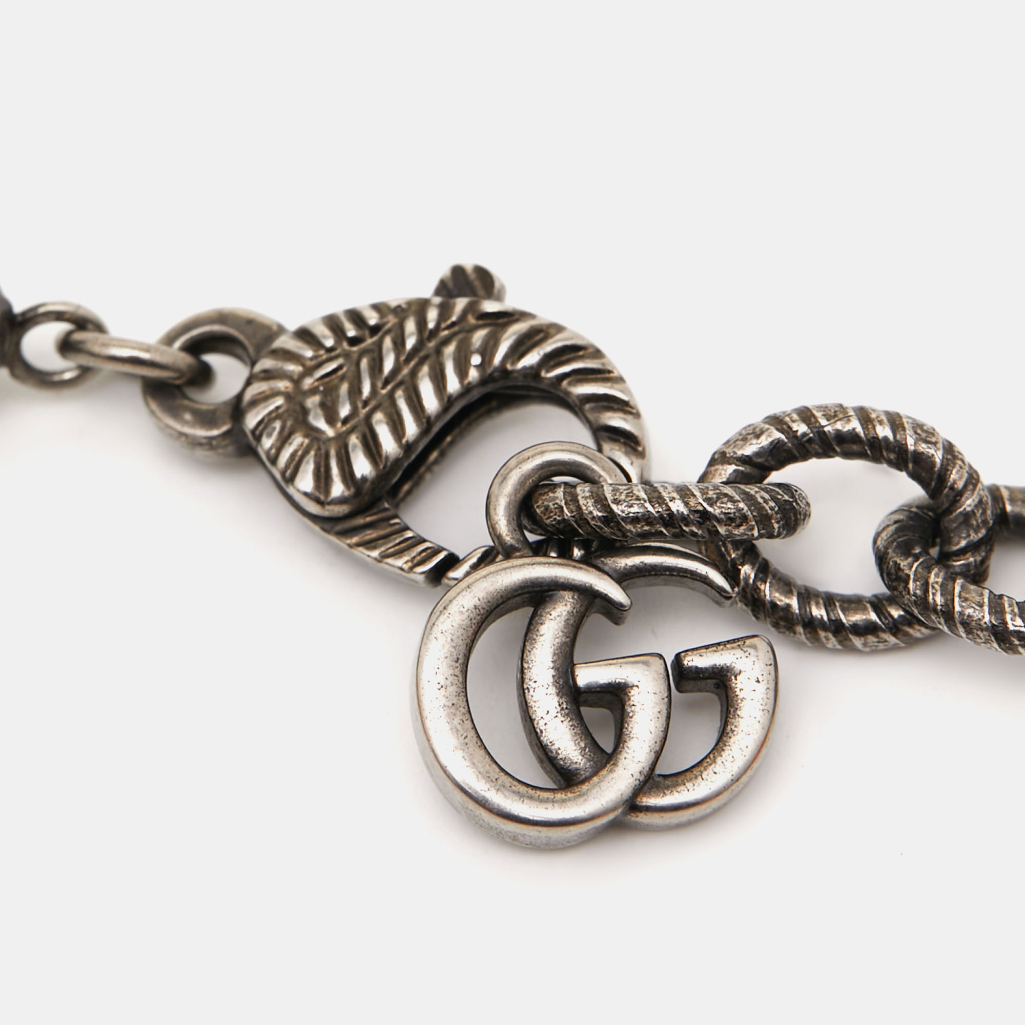 Gucci GG Beads Resin Silver Tone Long Necklace