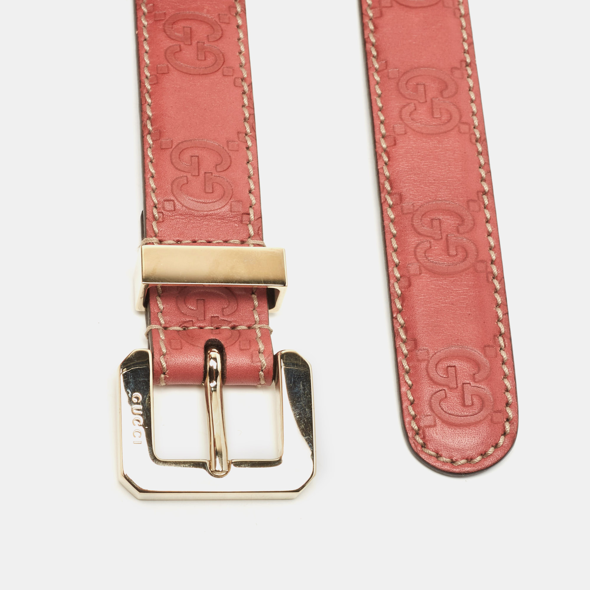 Gucci Mauve Leather Guccissima Belt 95 CM