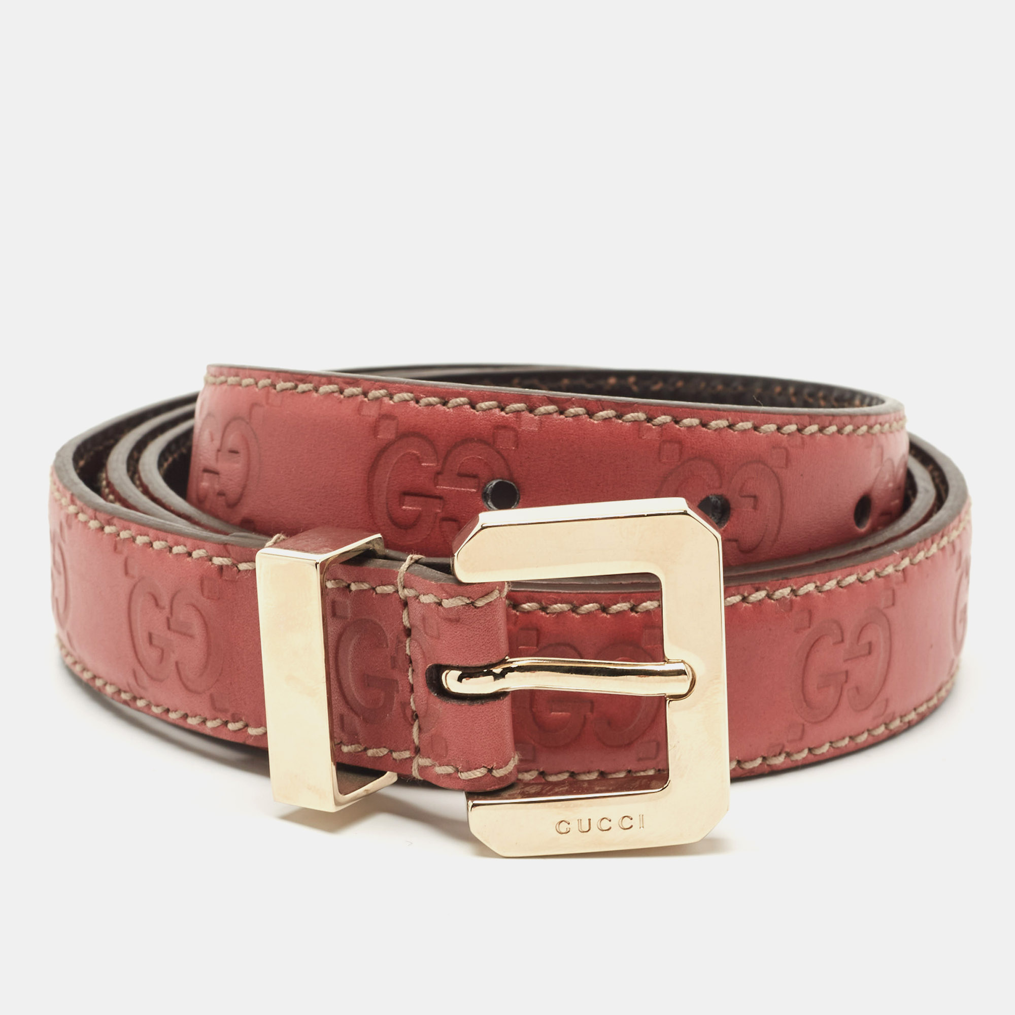 Gucci Mauve Leather Guccissima Belt 95 CM