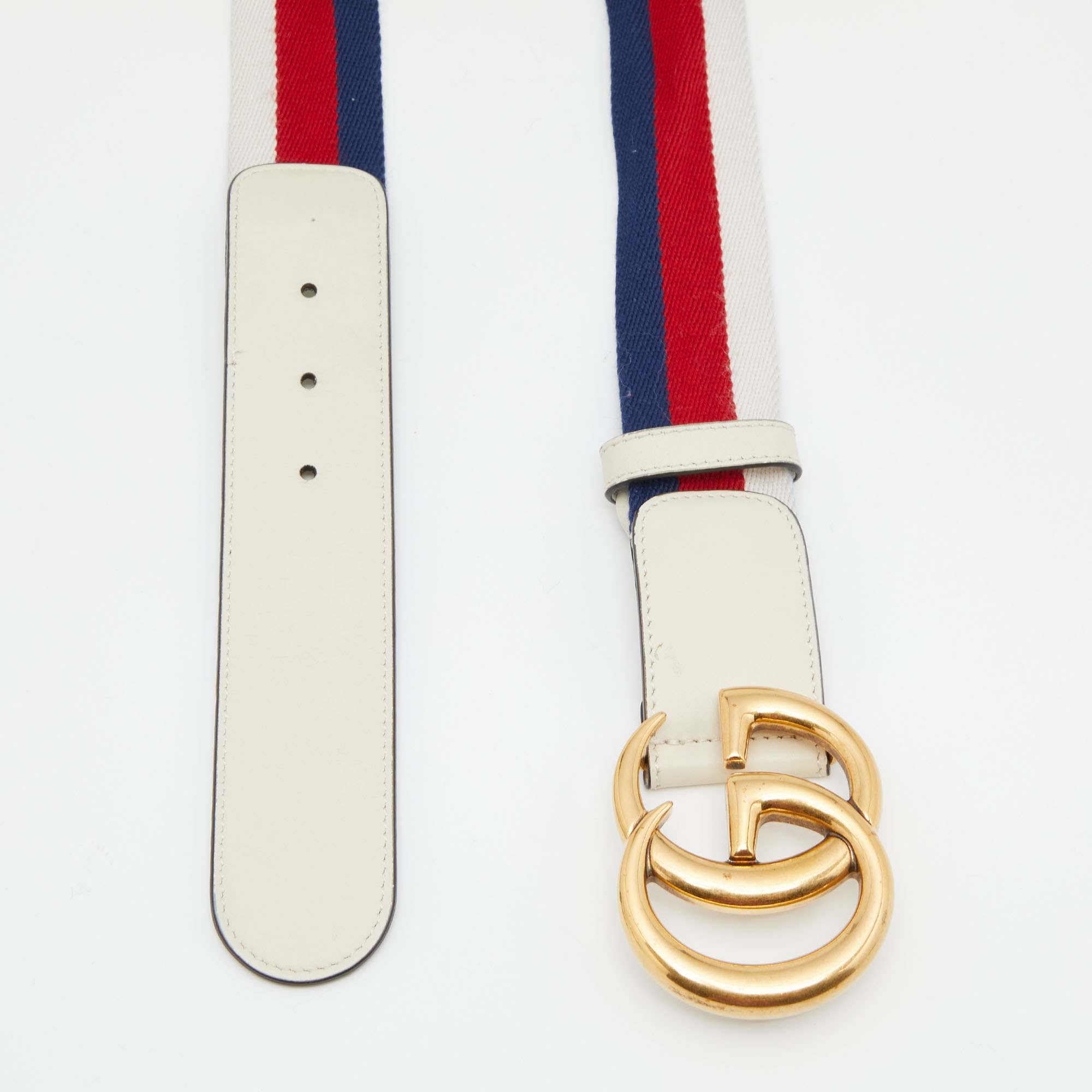 Gucci Multicolor Canvas And Leather Web GG Marmont Belt 90CM
