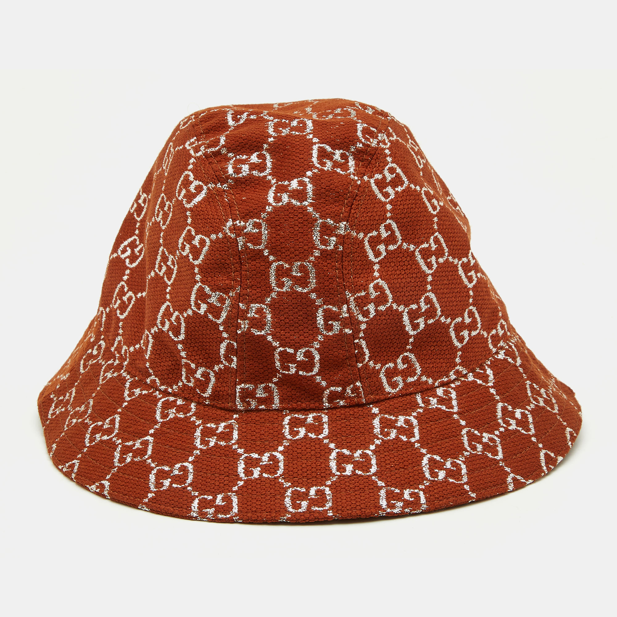 Gucci Brown Lurex Monogram Bucket Hat XS