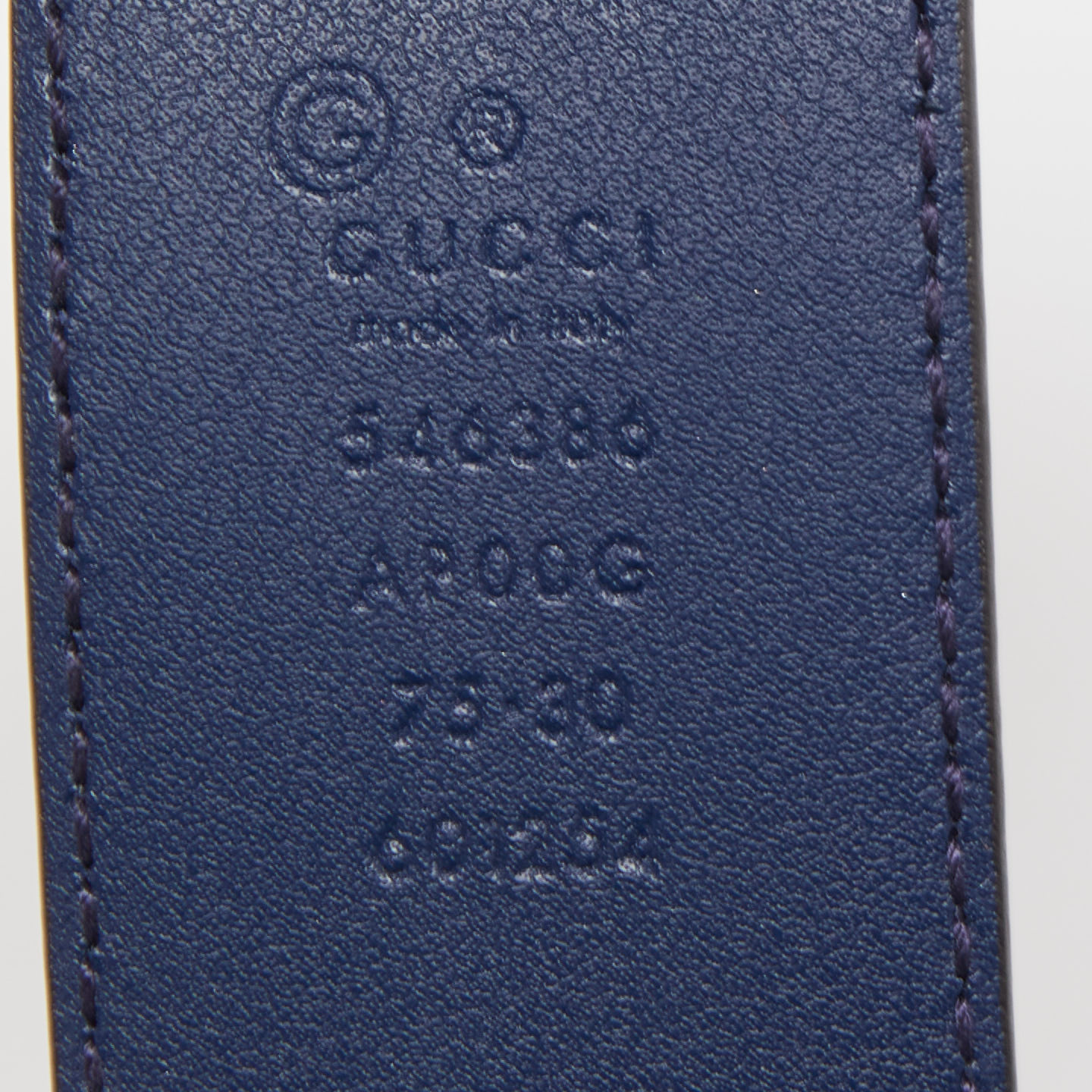 Gucci Navy Blue Leather Interlocking G Buckle Belt 75CM